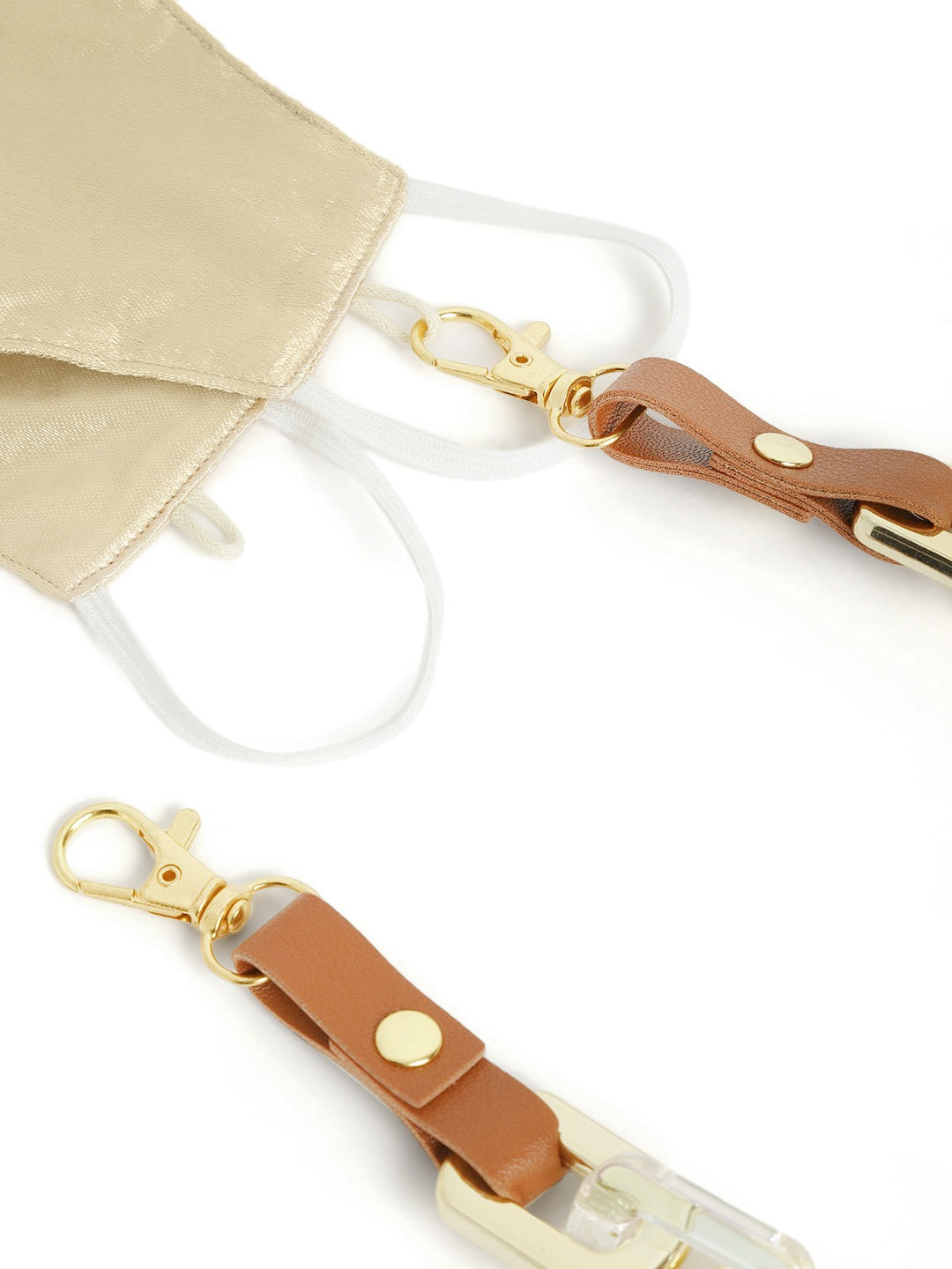 Blueberry golden Reusable 2-Ply satin face mask with golden chain
