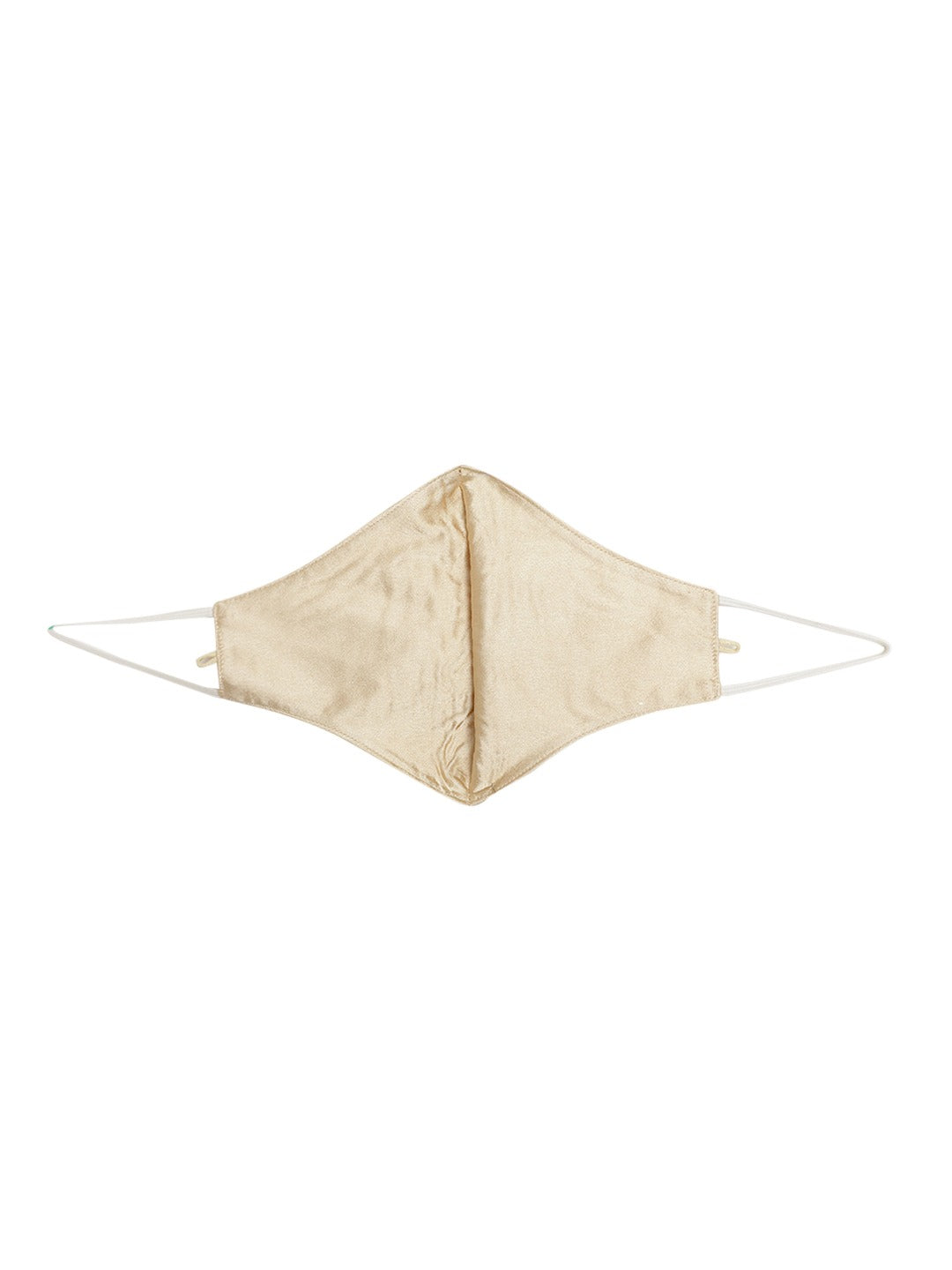 Blueberry beige Reusable 2-Ply satin face mask with white chain
