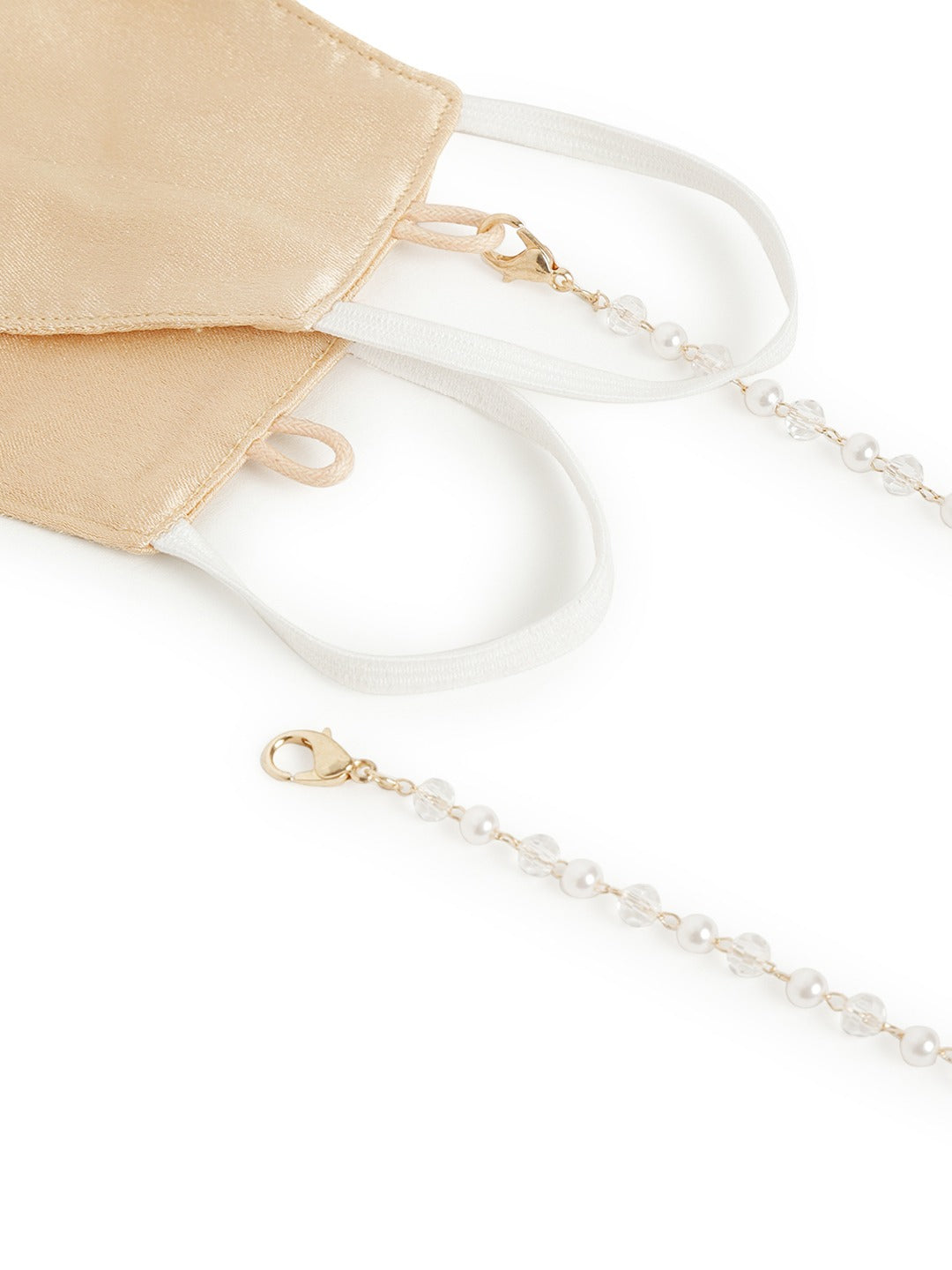 Blueberry gold Reusable 2-Ply satin face mask with double tone chain