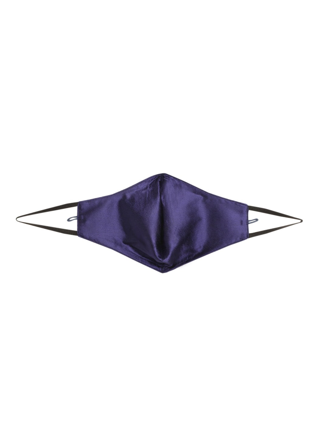 Blueberry navy blue Reusable 2-Ply satin face mask with blue chain