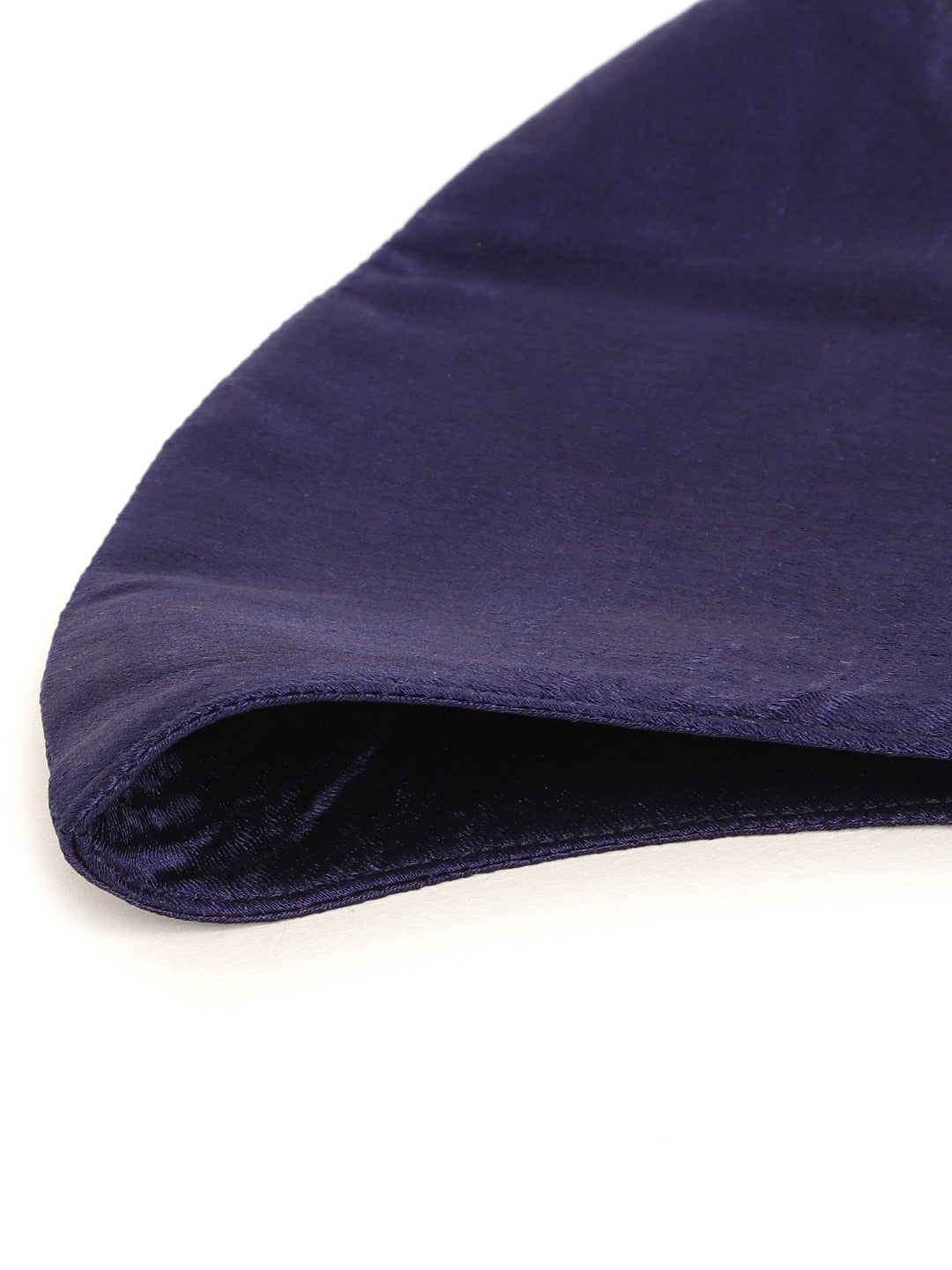 Blueberry navy blue Reusable 2-Ply satin face mask with blue chain