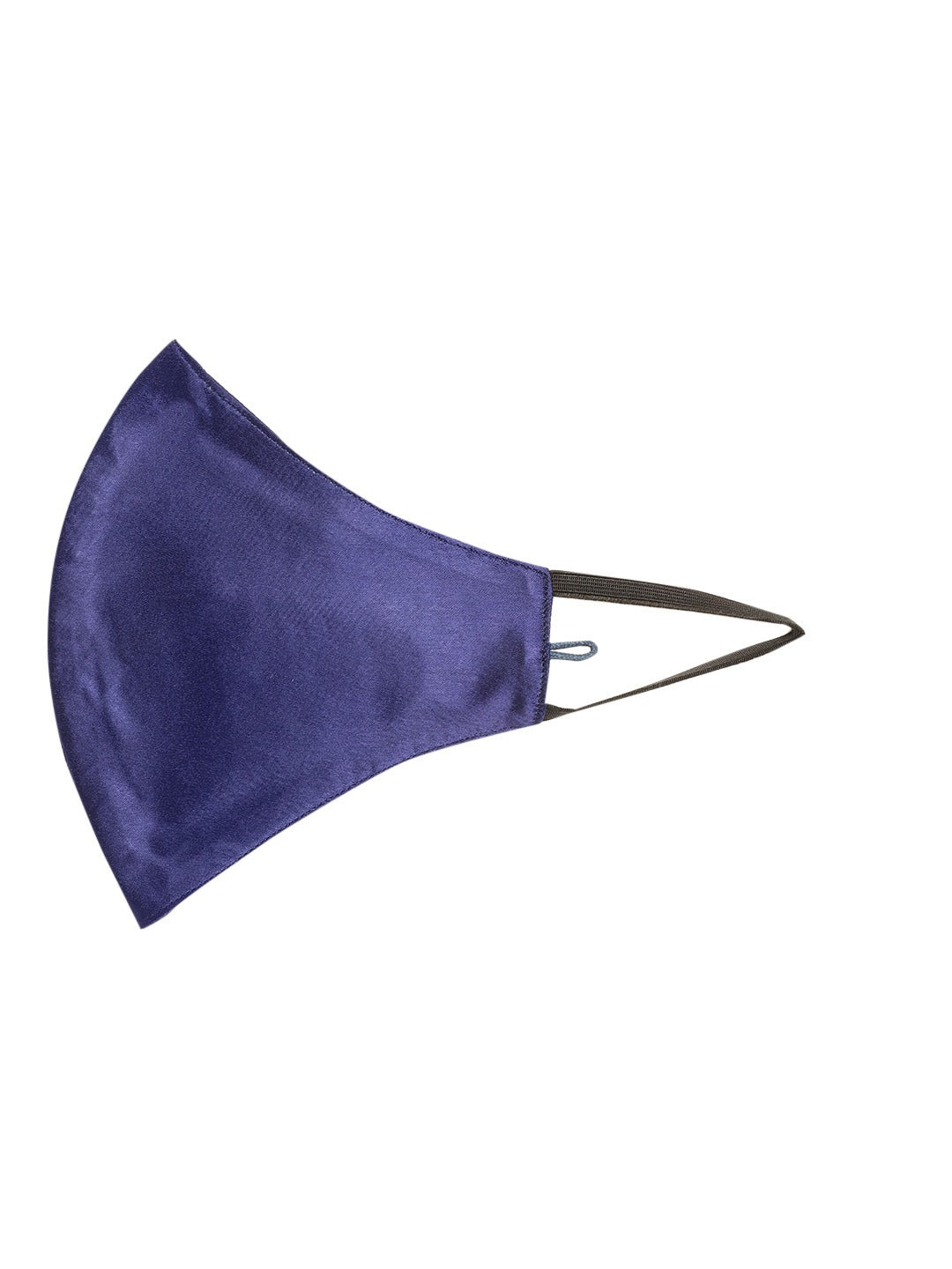 Blueberry navy blue Reusable 2-Ply satin face mask with Evil Eye gold plated chain