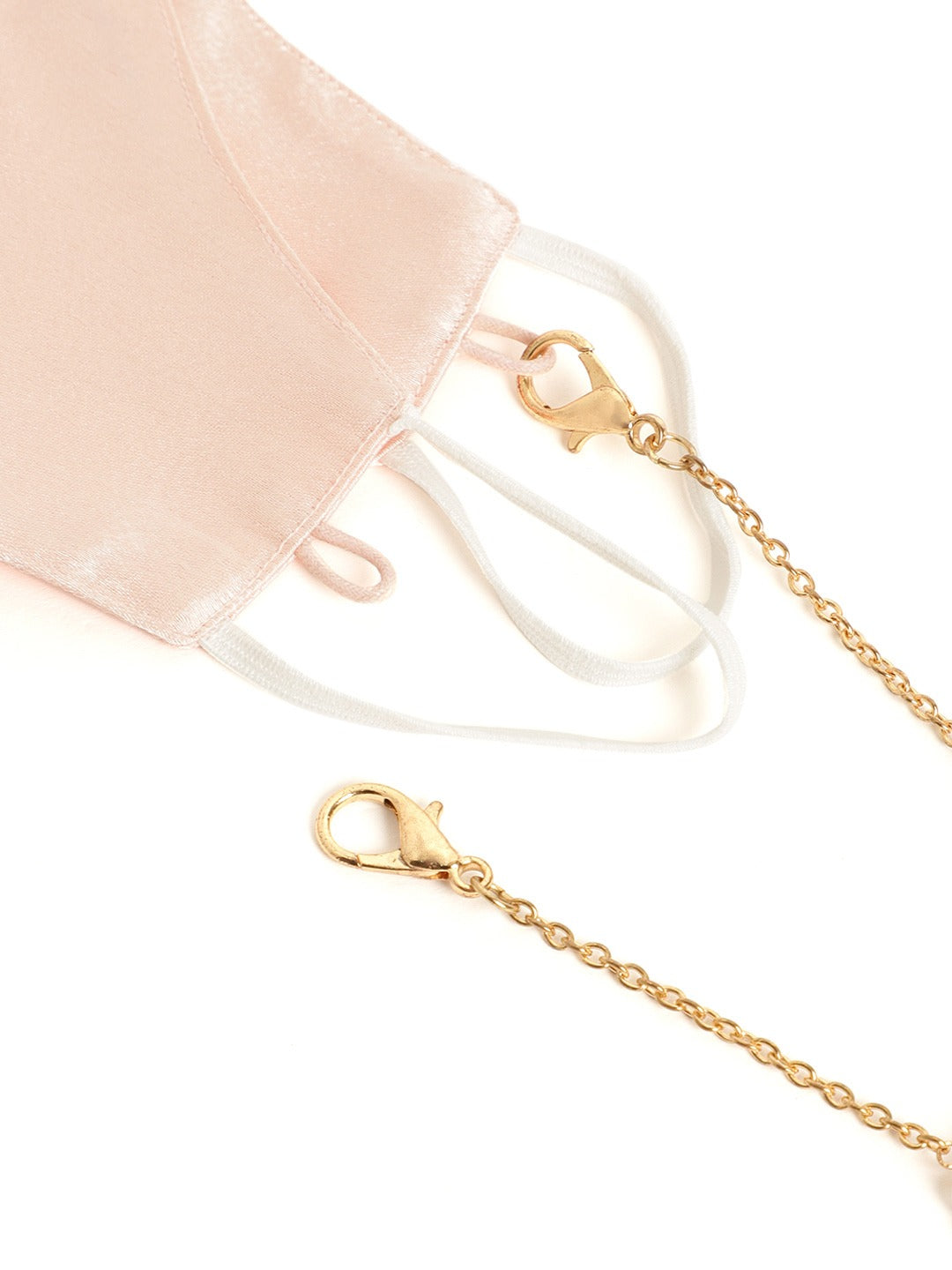 Blueberry baby pink Reusable 2-Ply satin face mask with gold plated chain