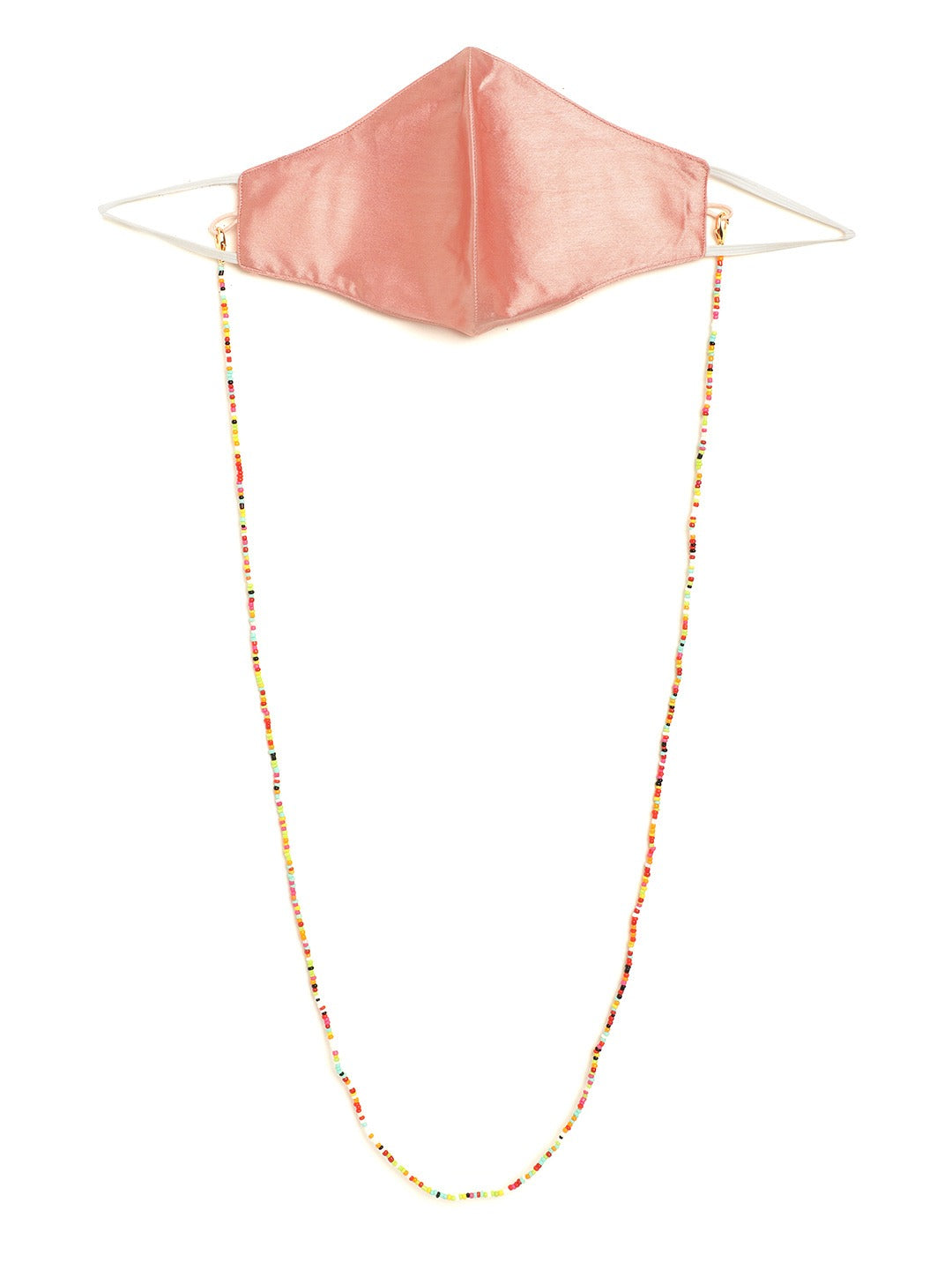Blueberry peach Reusable 2-Ply satin face mask with beaded chain