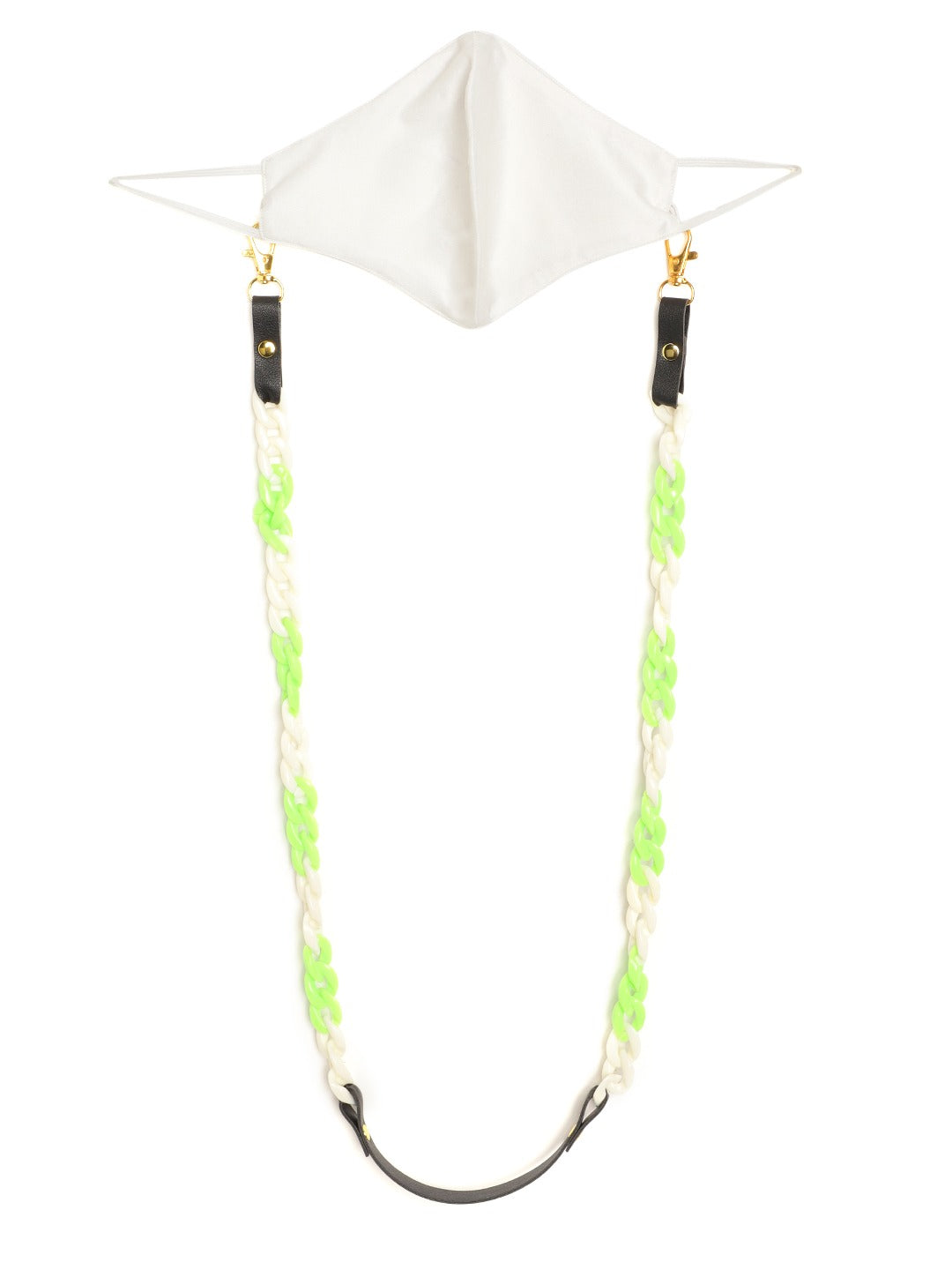 Blueberry white Reusable 2-Ply satin face mask with double tone chain