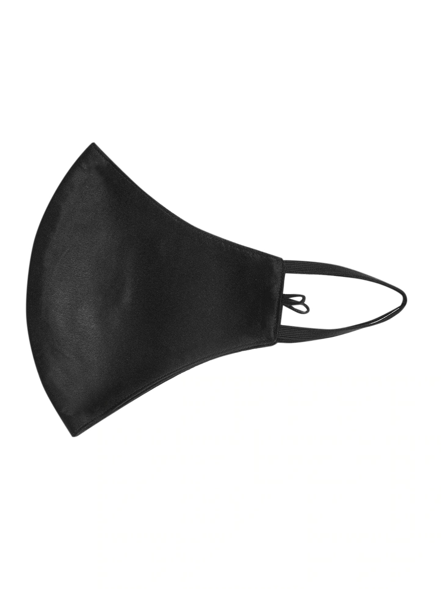 Blueberry black Reusable 2-Ply satin face mask with grey beaded chain