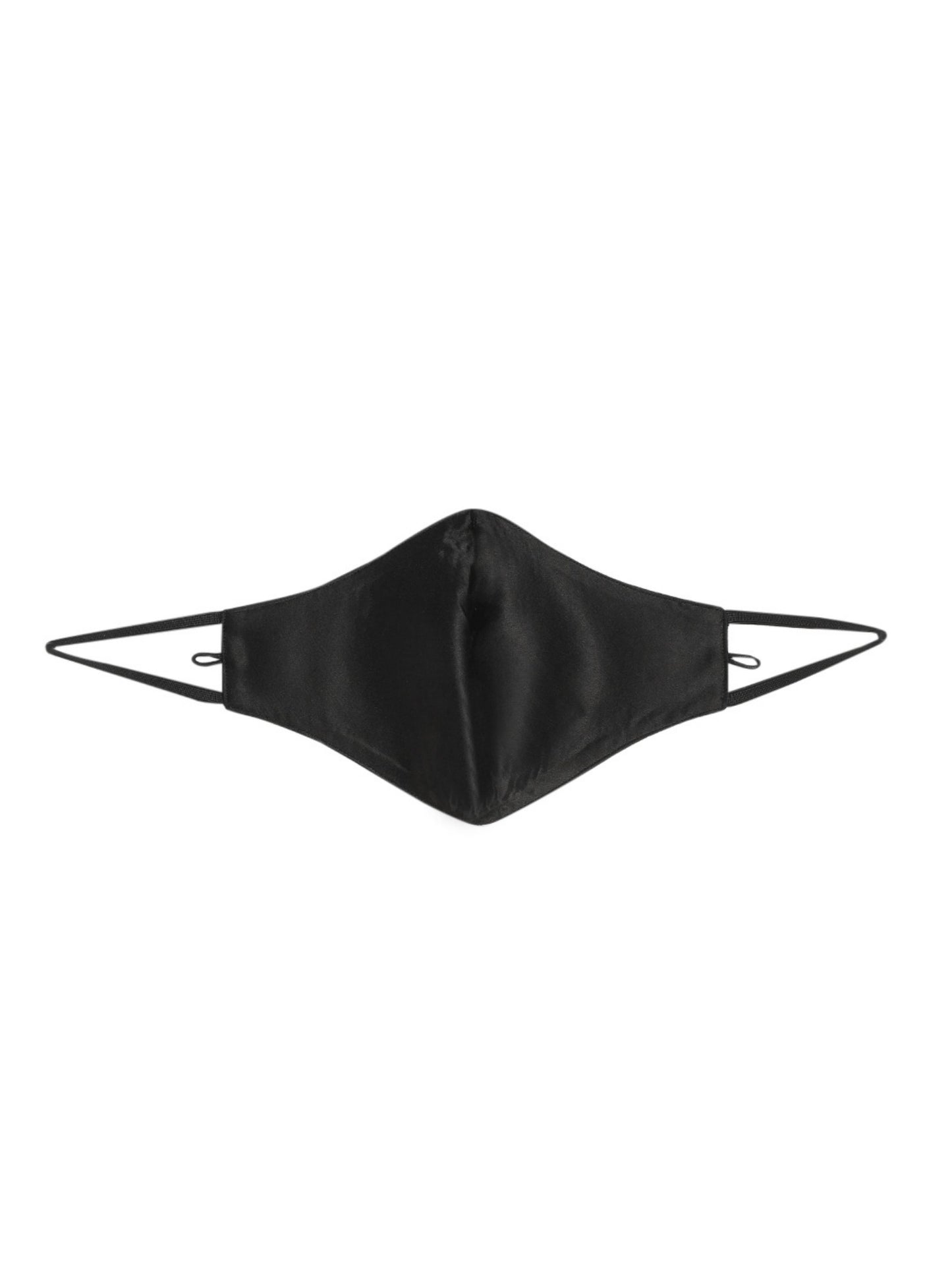Blueberry black Reusable 2-Ply satin face mask with grey beaded chain