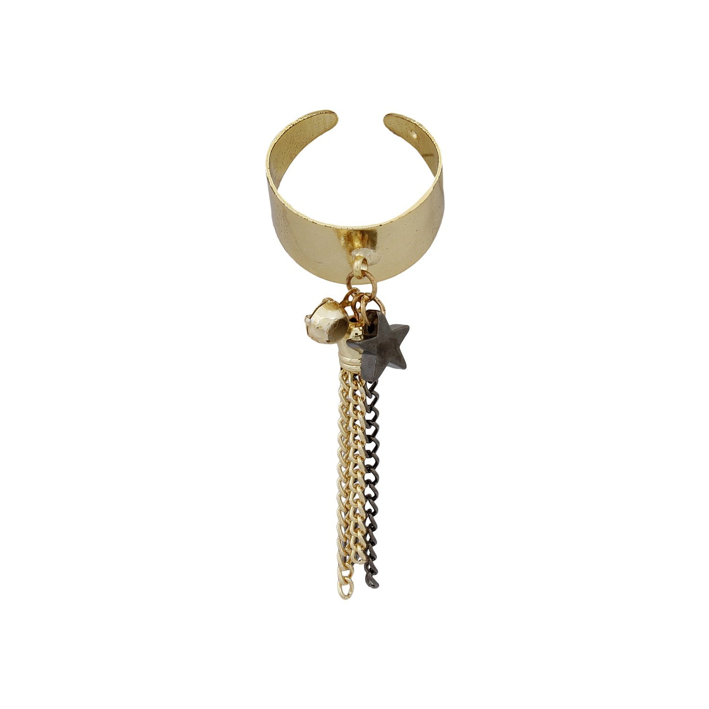 Blueberry trendy chain tassel gold ring
