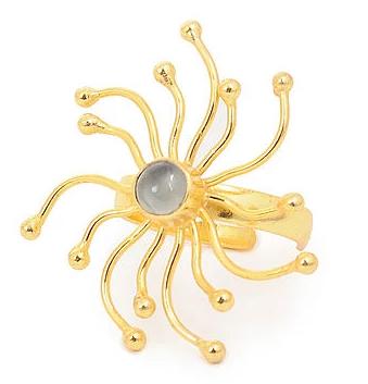 Blueberry gold plated agate stone detailing ring