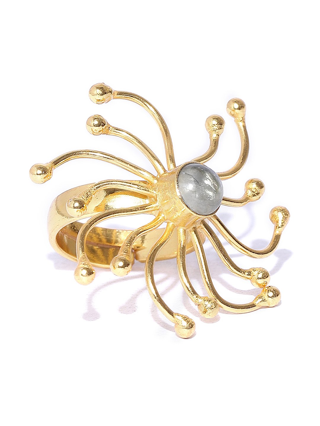 Blueberry gold plated agate stone detailing ring