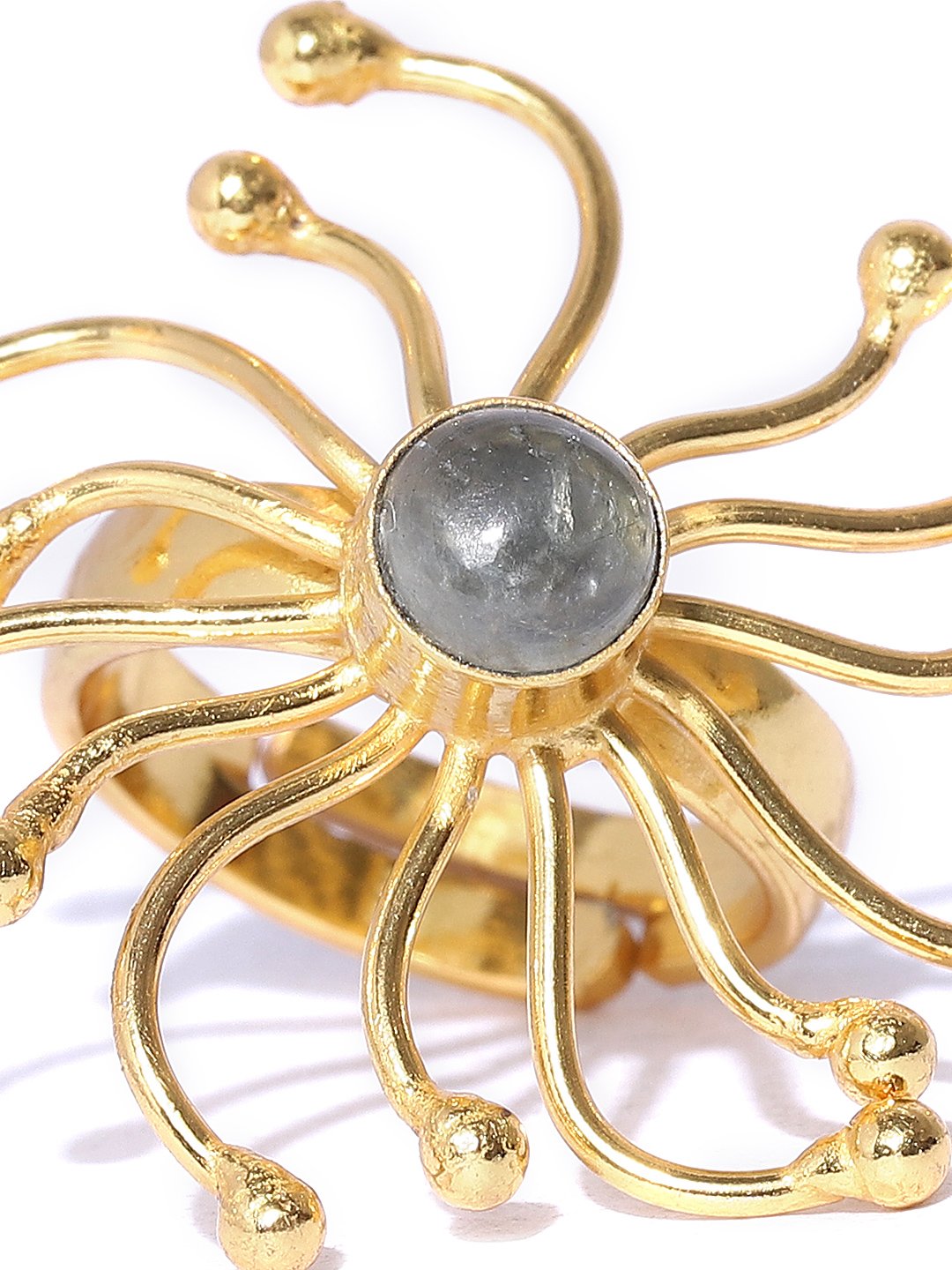 Blueberry gold plated agate stone detailing ring