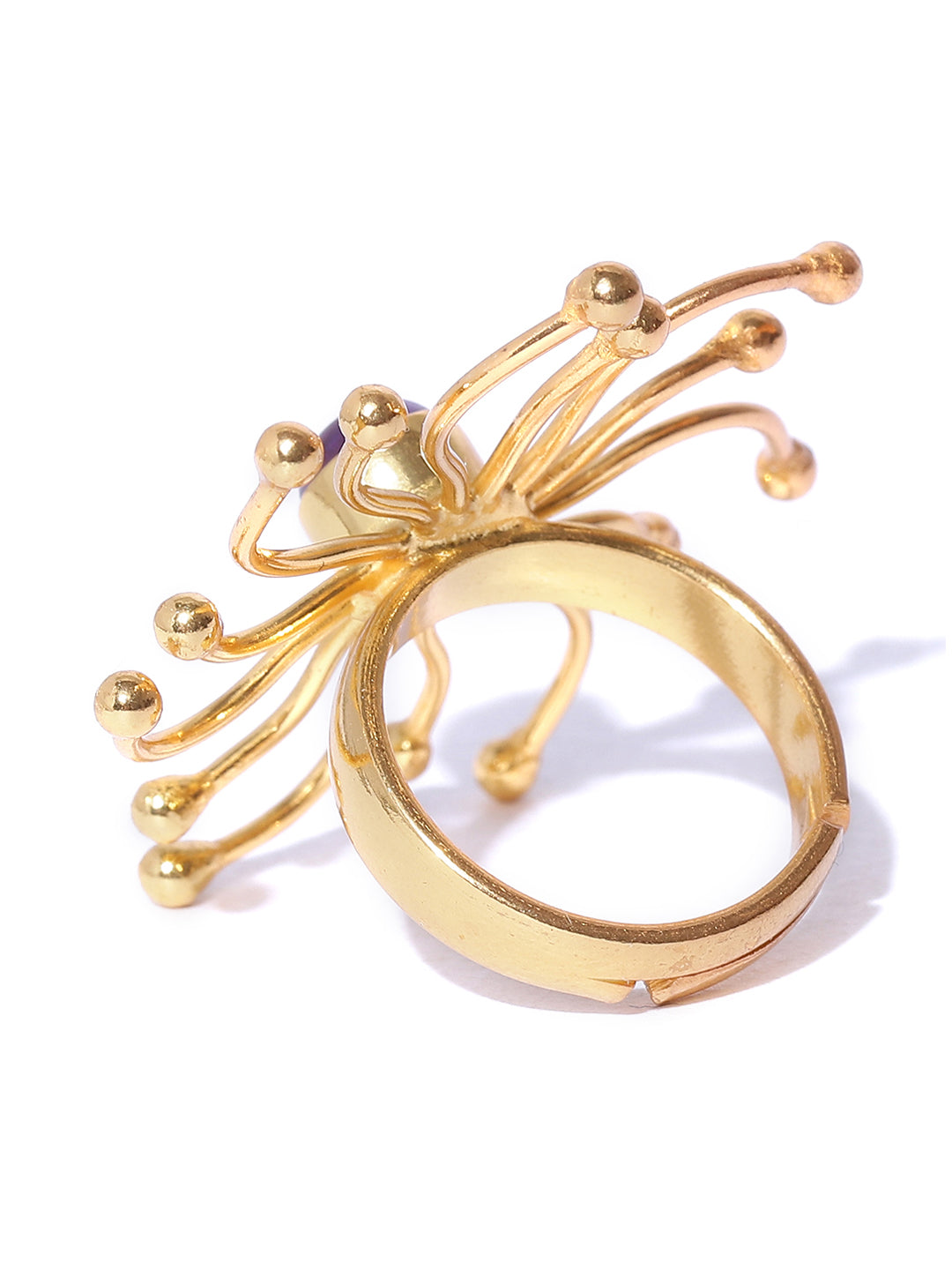 Blueberry gold plated agate stone detailing ring