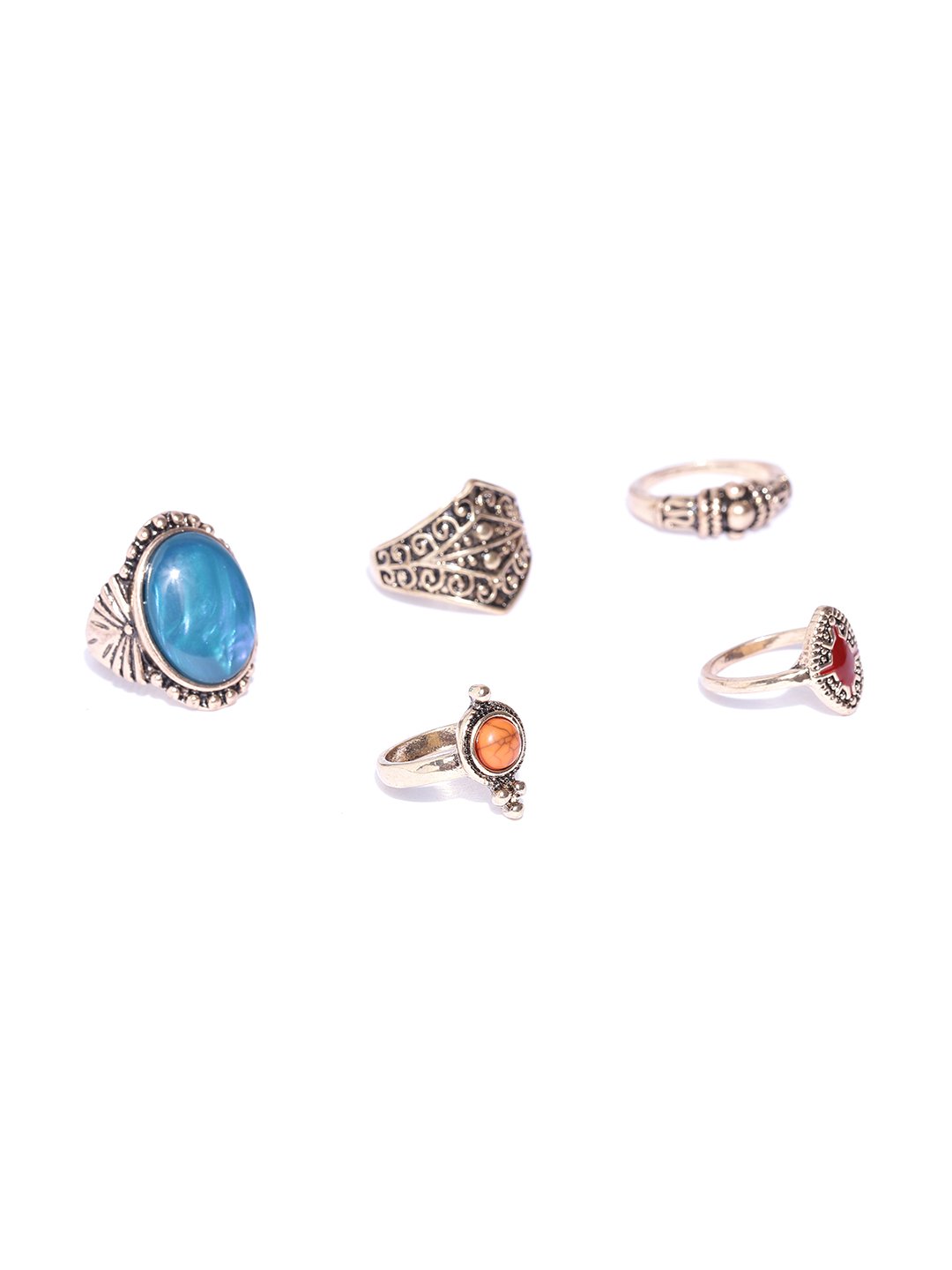 Blueberry set of 5 gold plated rings
