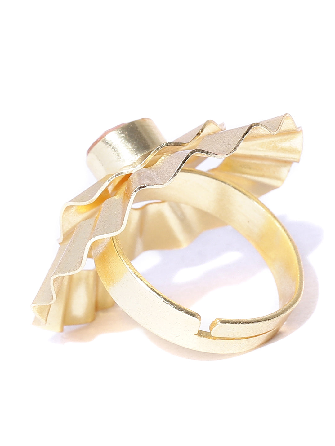 Blueberry gold plated metal texture ring