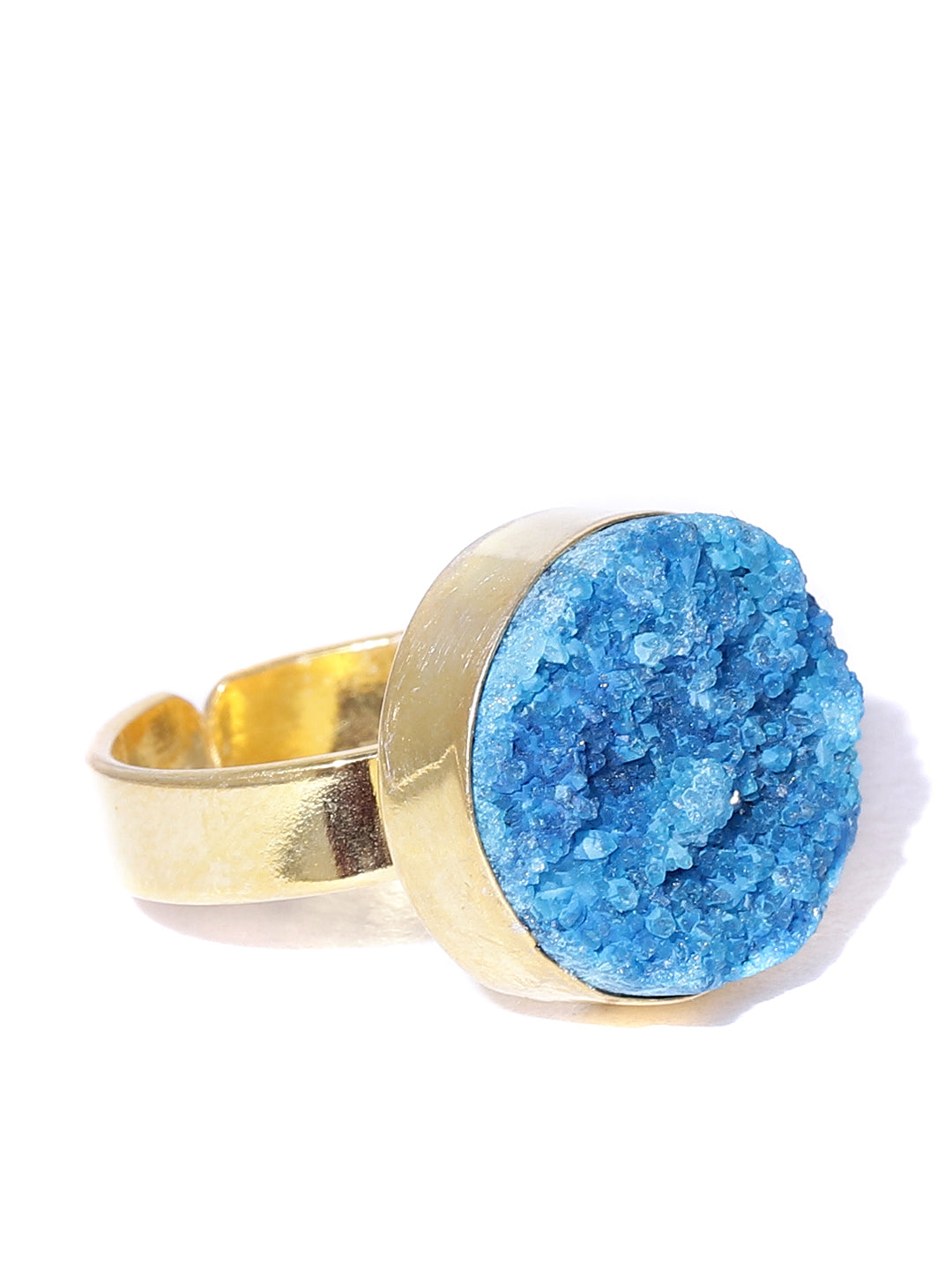 Blueberry gold plated agate stone detailing ring
