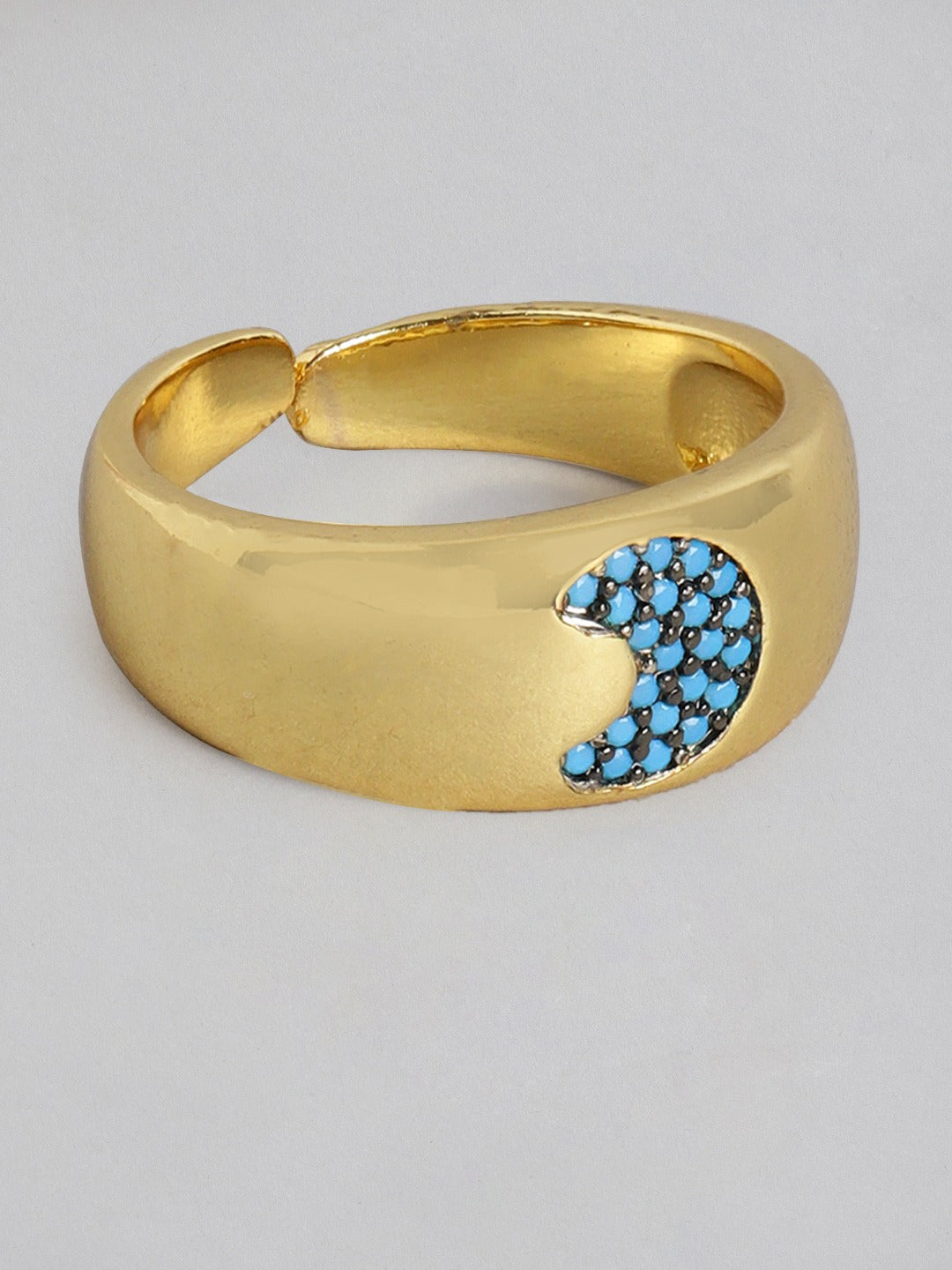 Blueberry gold plated shawwal moon ring
