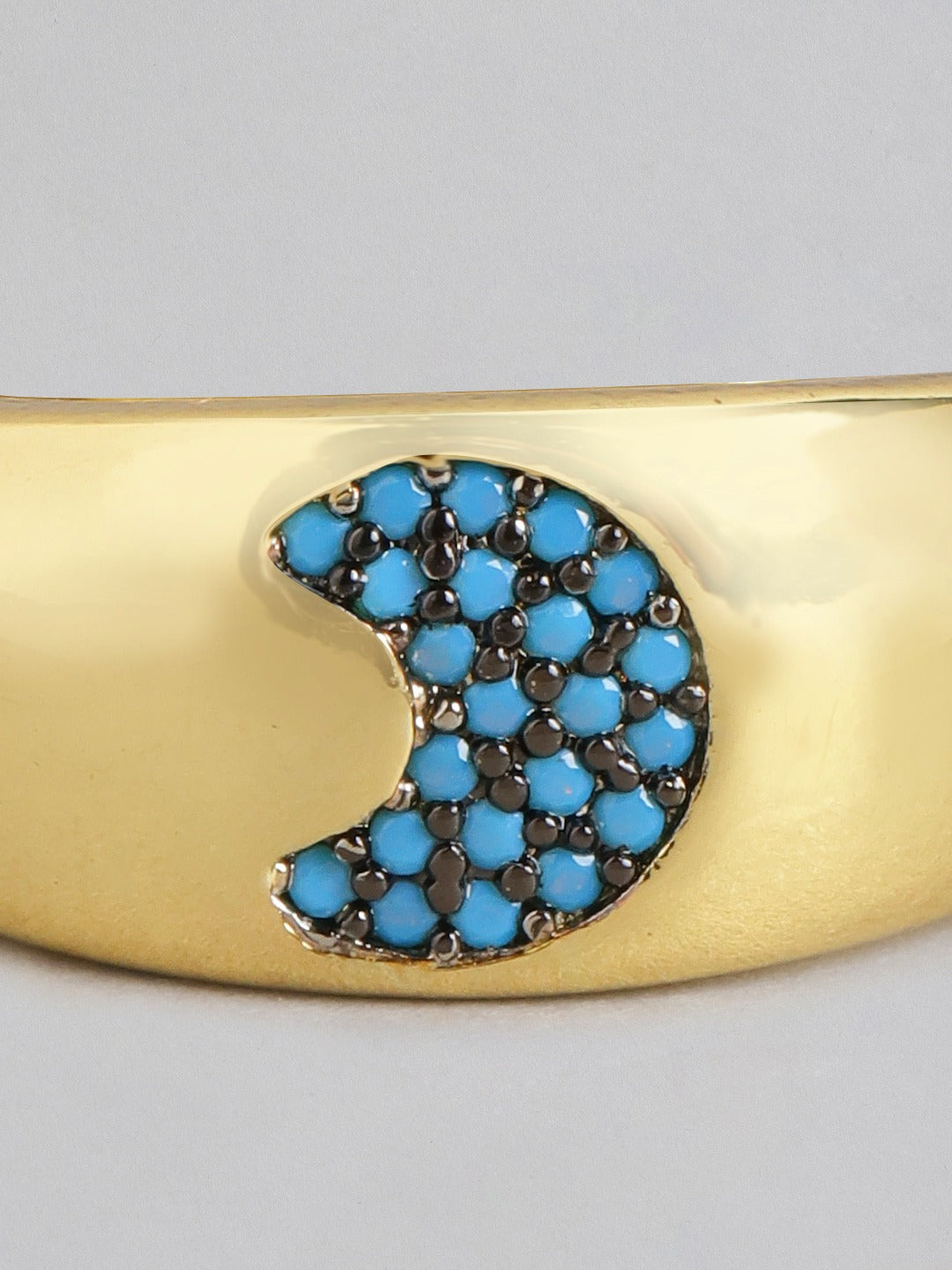 Blueberry gold plated shawwal moon ring