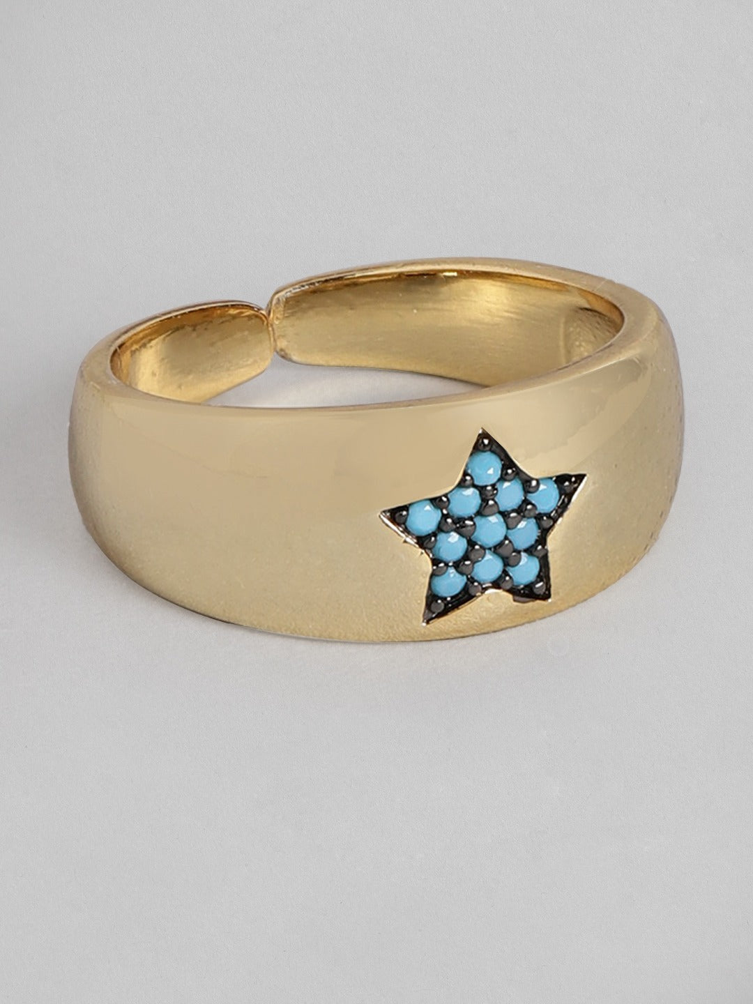 Blueberry gold plated star detailing ring