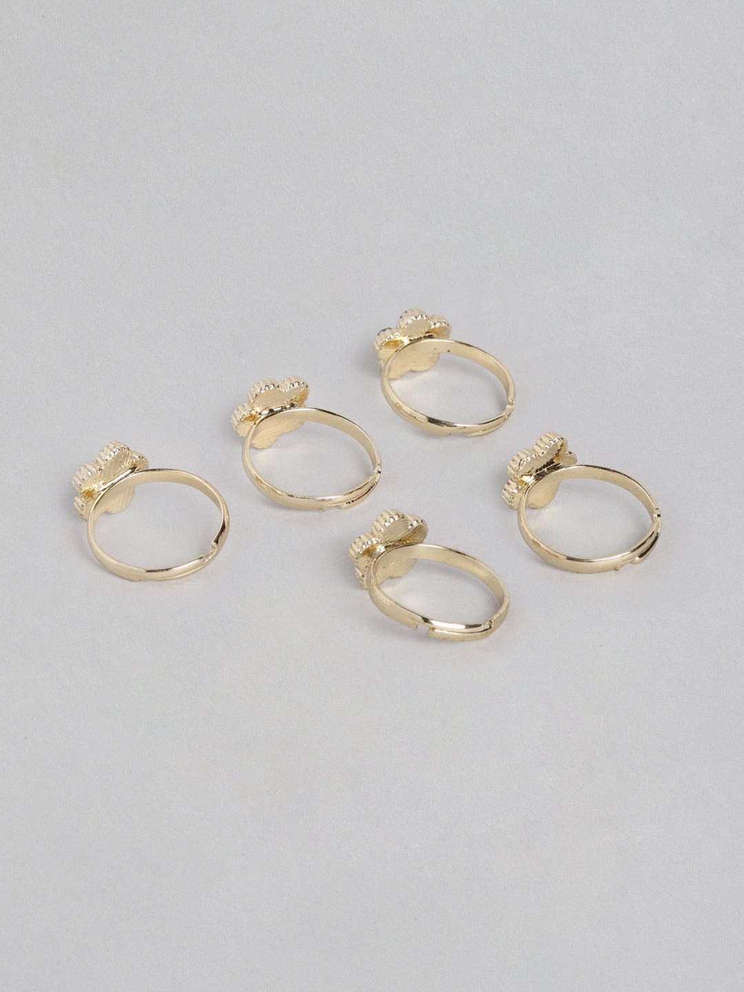 Blueberry set of 5 multi color gold plated rings