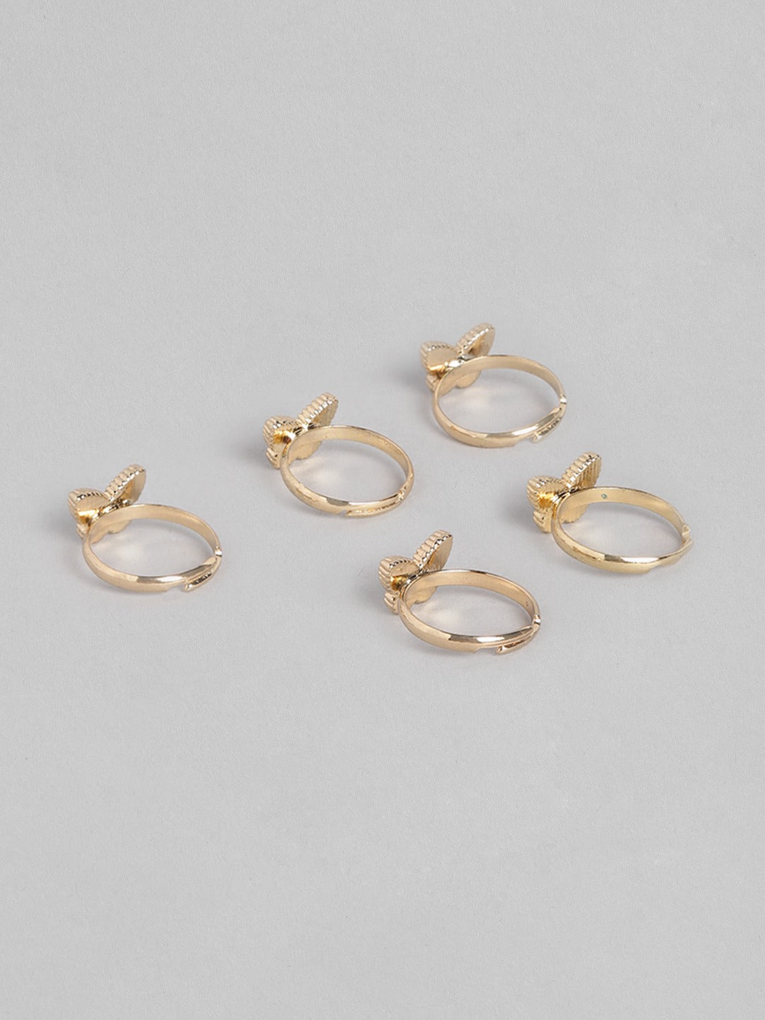 Blueberry set of 5 multi color gold plated rings