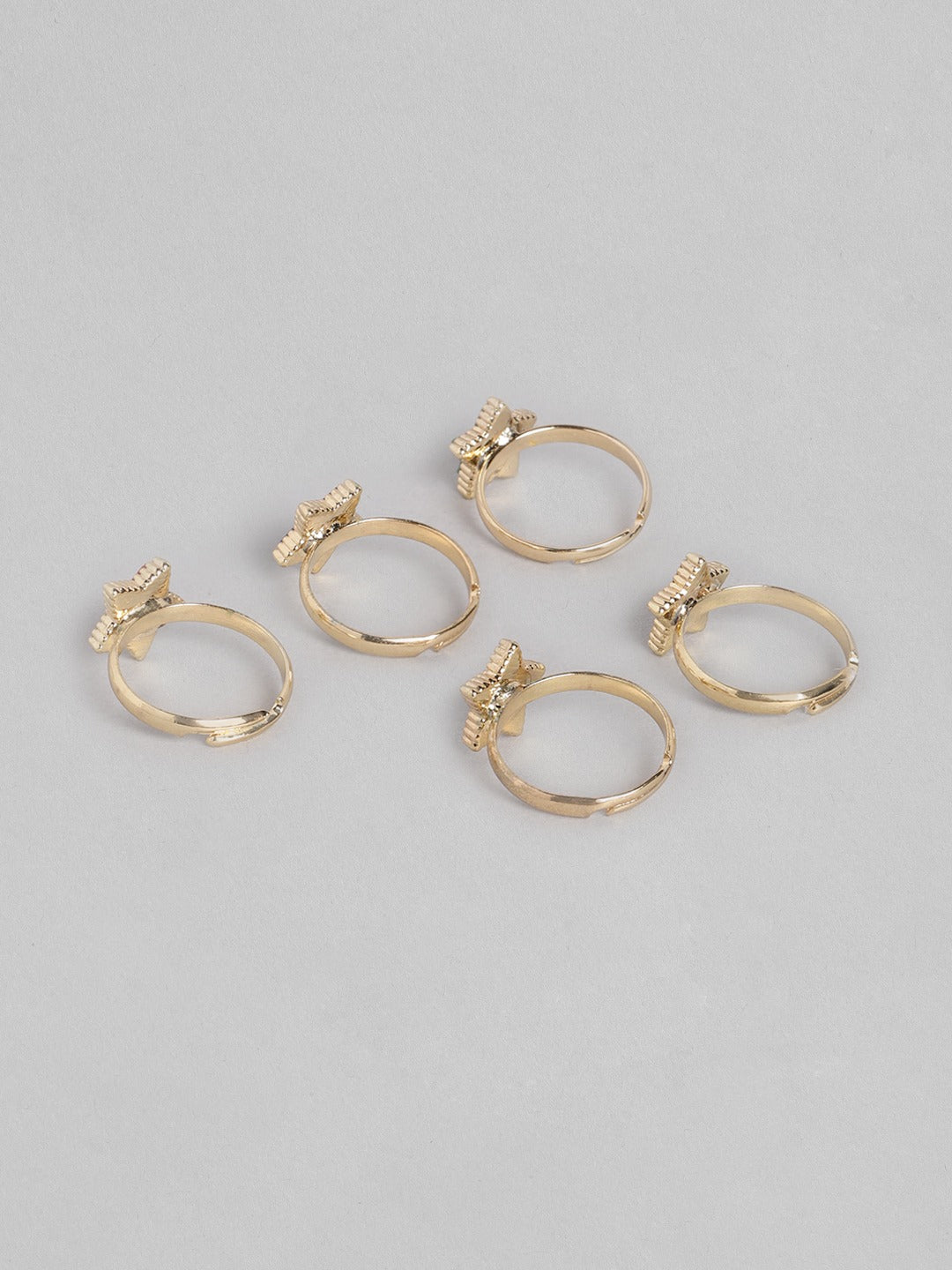 Blueberry set of 5 multi color gold plated rings
