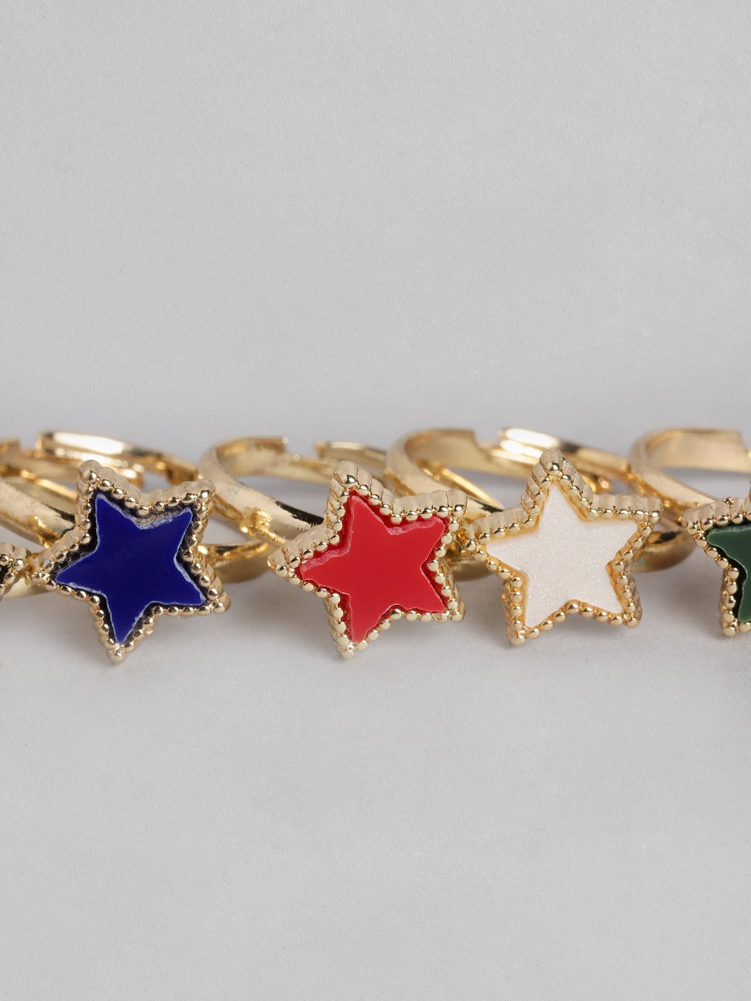 Blueberry set of 5 multi color gold plated rings