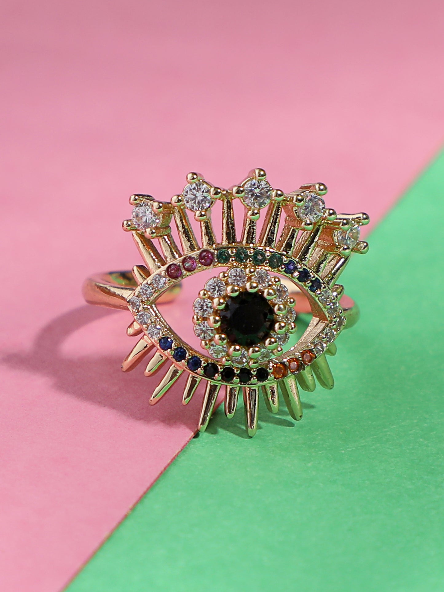 Blueberry gold plated Evil Eye ring