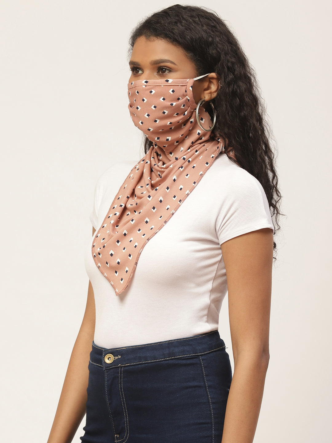 Blueberry printed peach re-usable scarve face mask