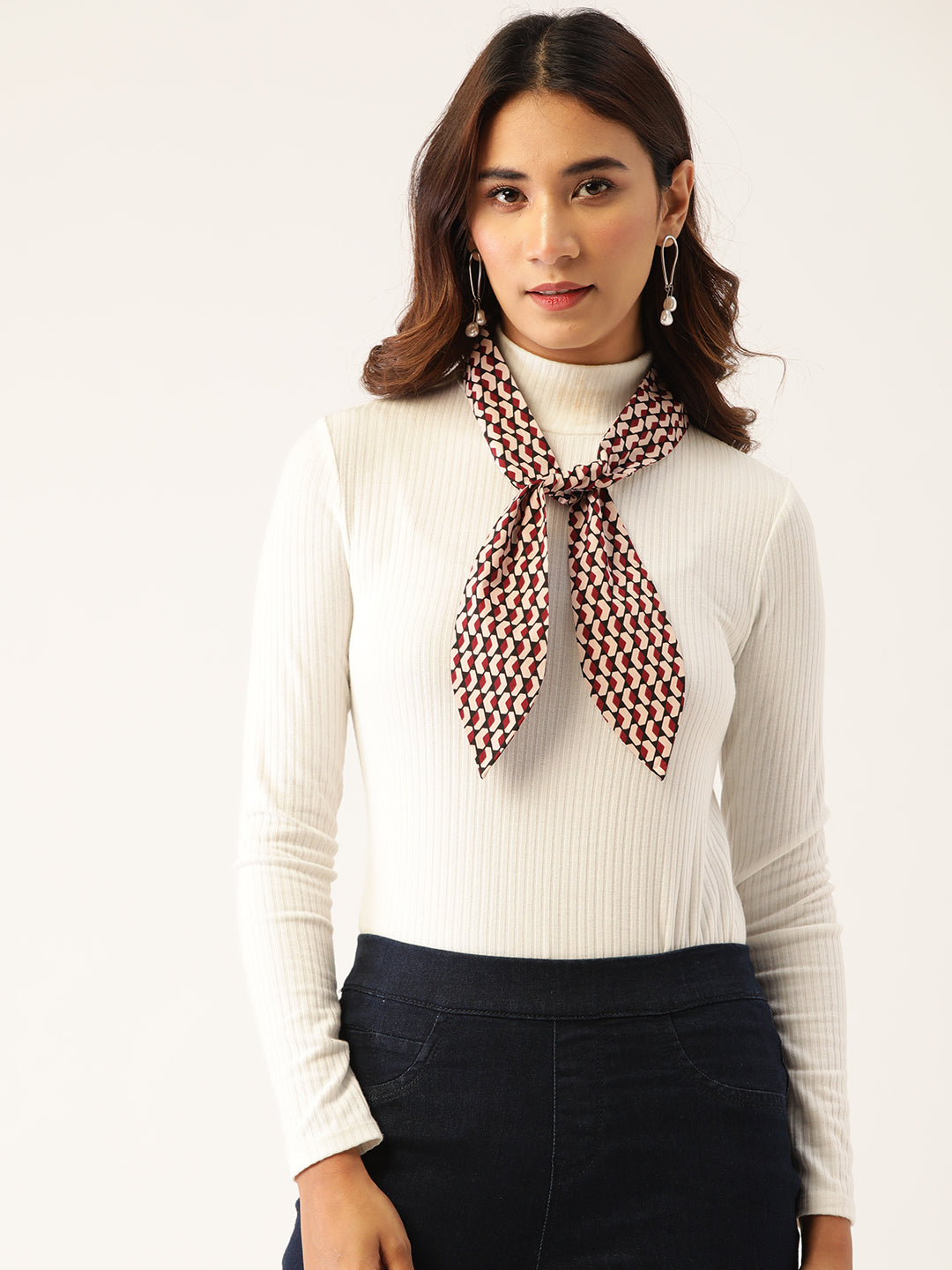 Blueberry printed black satin scarve