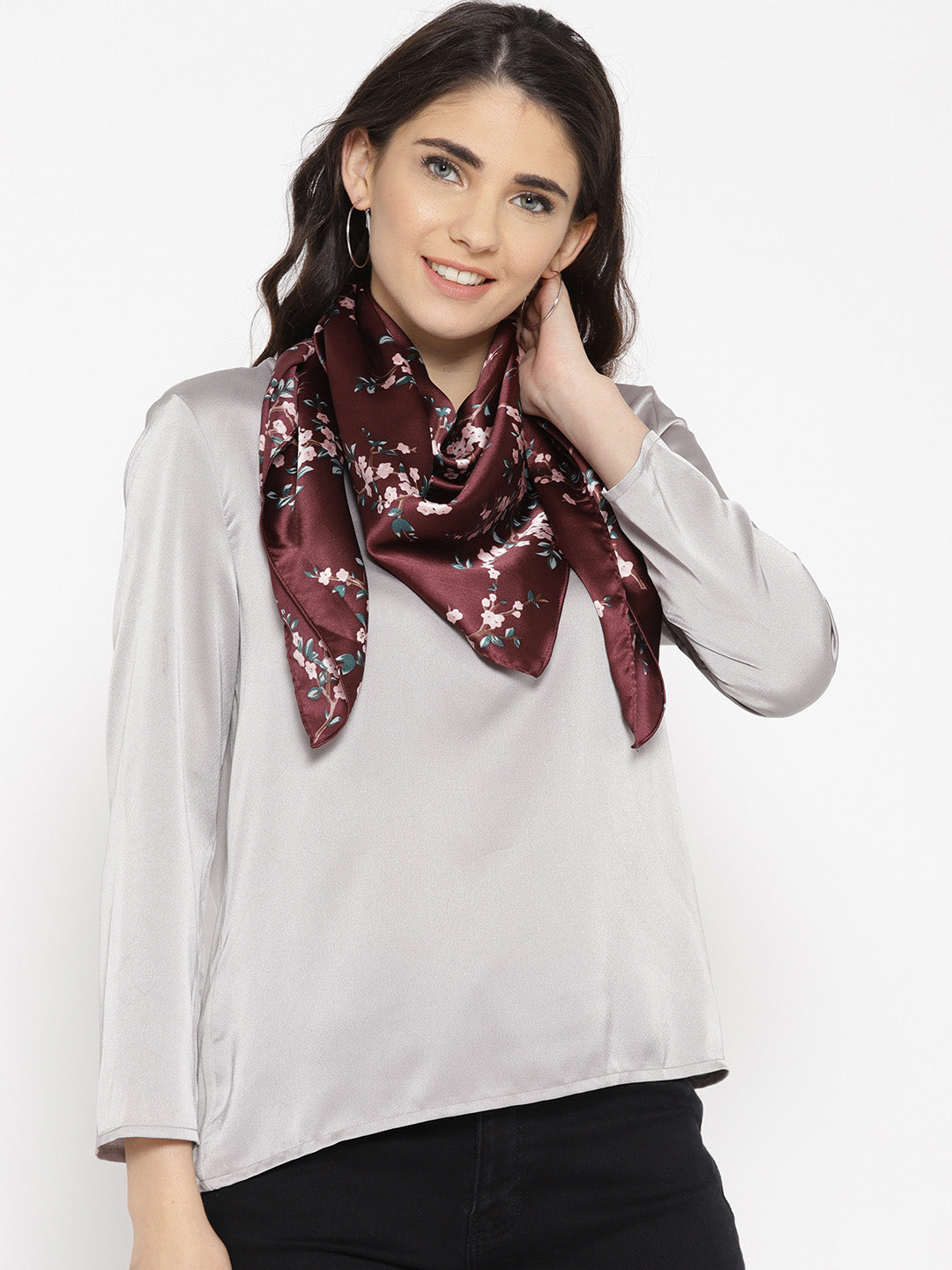 Blueberry floral printed neck scarves