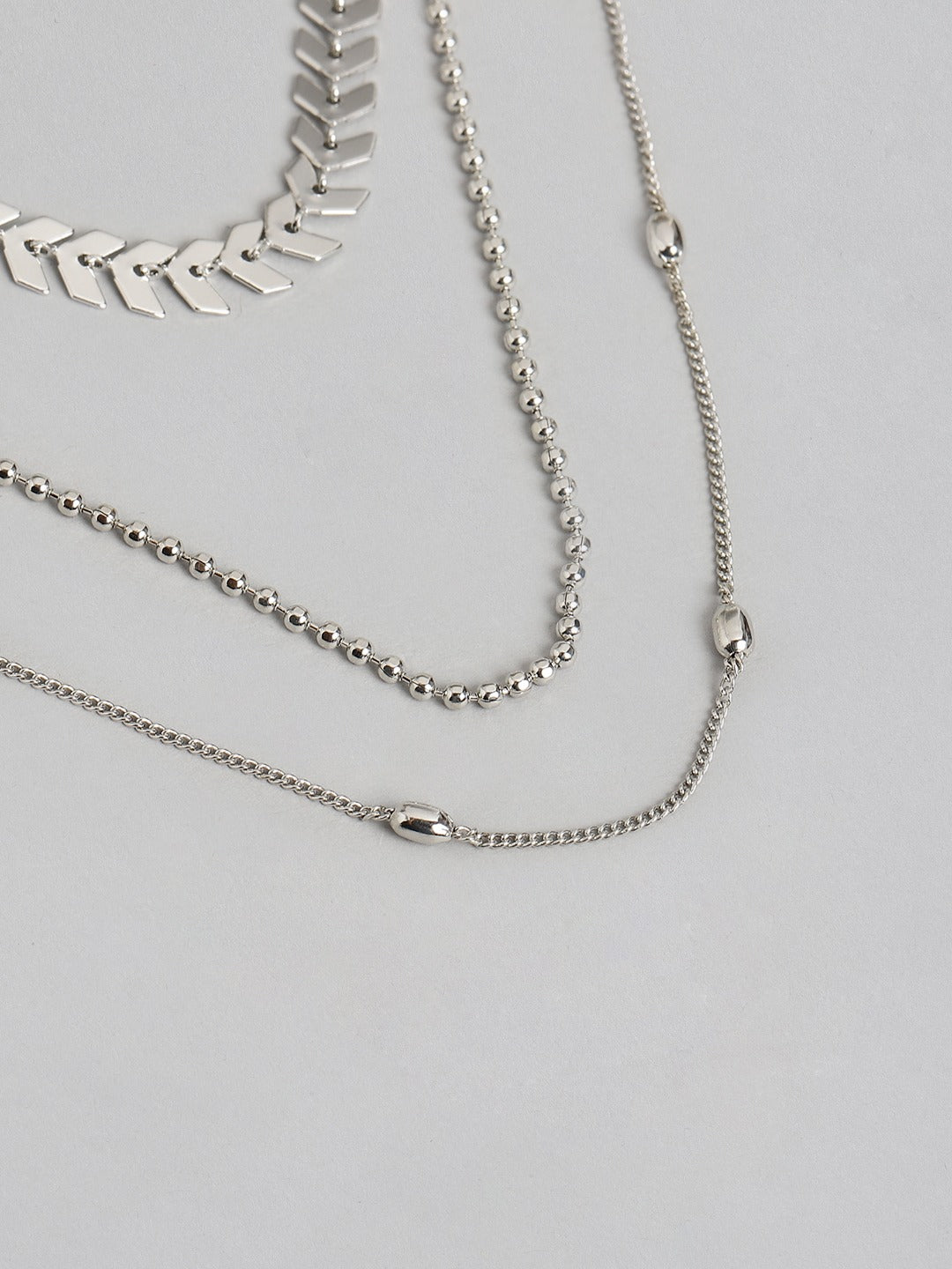 Blueberry silver plated layered chain necklace