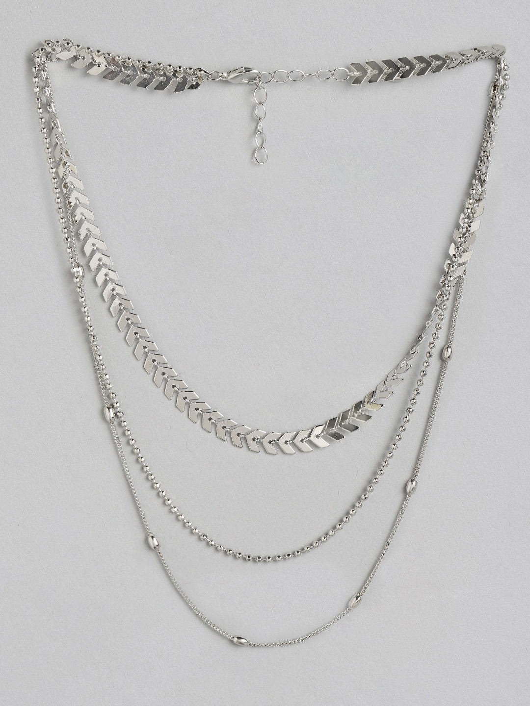 Blueberry silver plated layered chain necklace