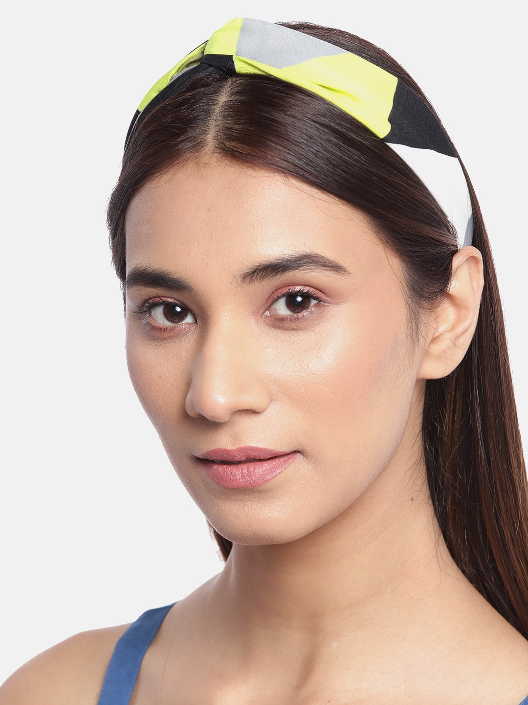 Blueberry lime green and black printed knot hairband