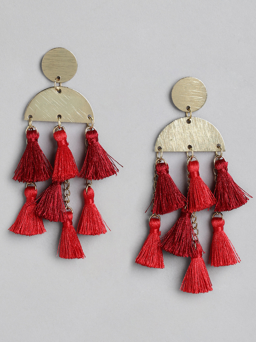 Make a Statement with Red Tassel Beaded Earrings - 3.5 Inches Long