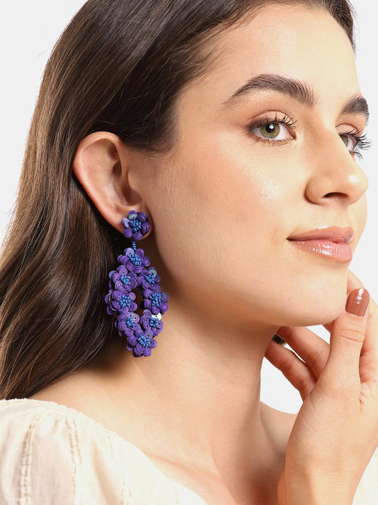 Blueberry purple squence embellished drop earring
