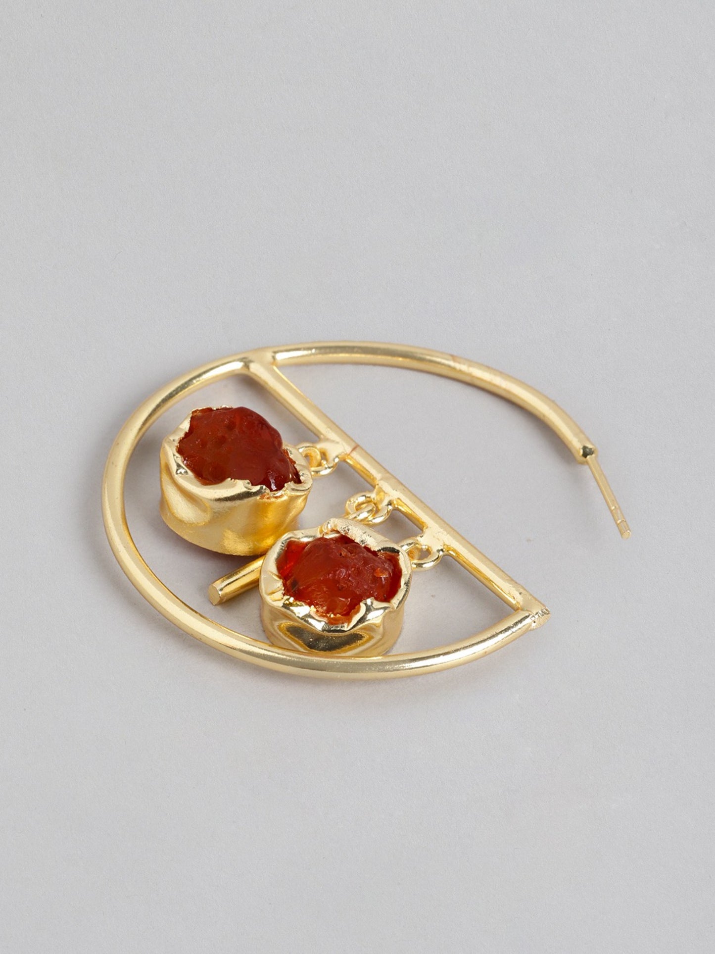 Blueberry Gold plated stone embellished hoop earring