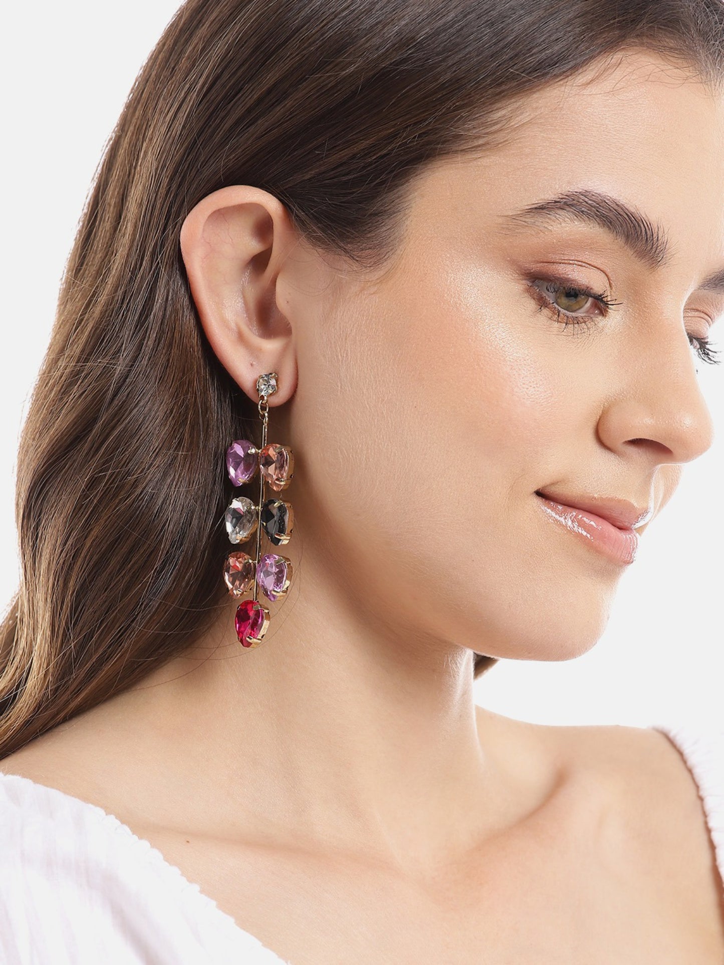 Blueberry Multi color stone embellished drop earring