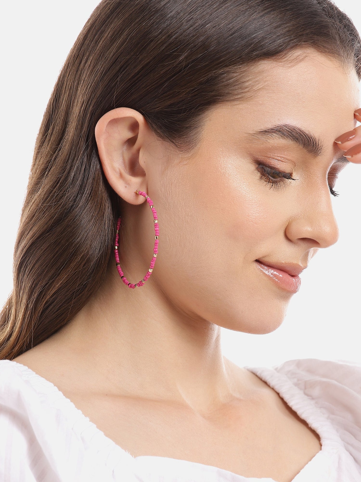 Buy Pink & Golden Hoop Earrings Online - Accessorize India