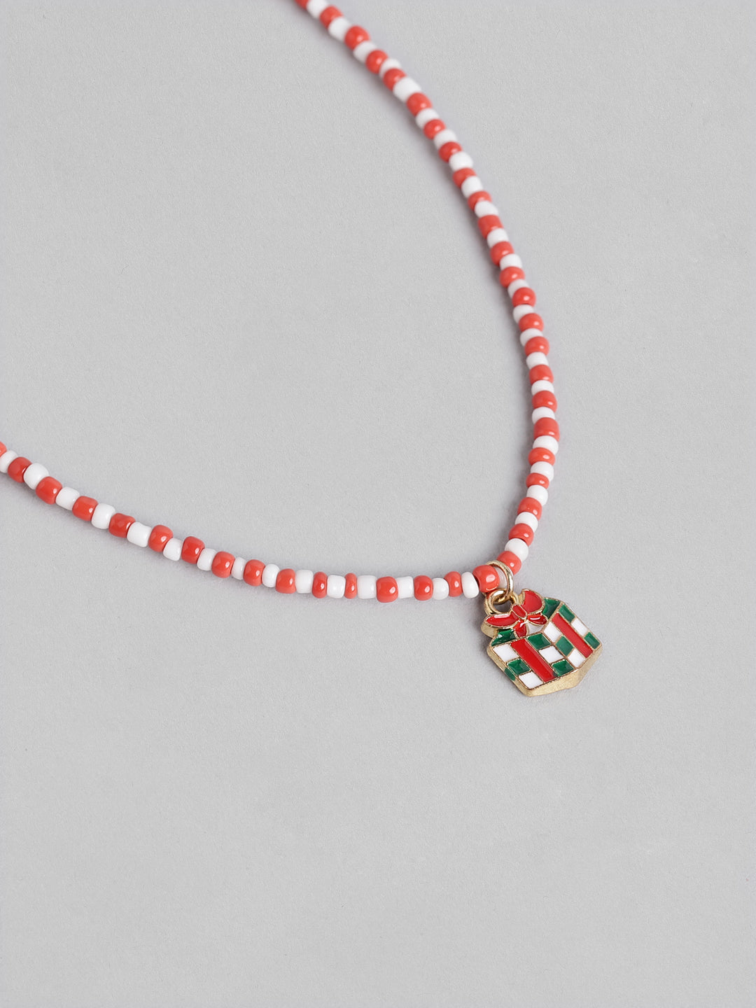 Blueberry Kids green and red beaded Gift pendant detailing necklace