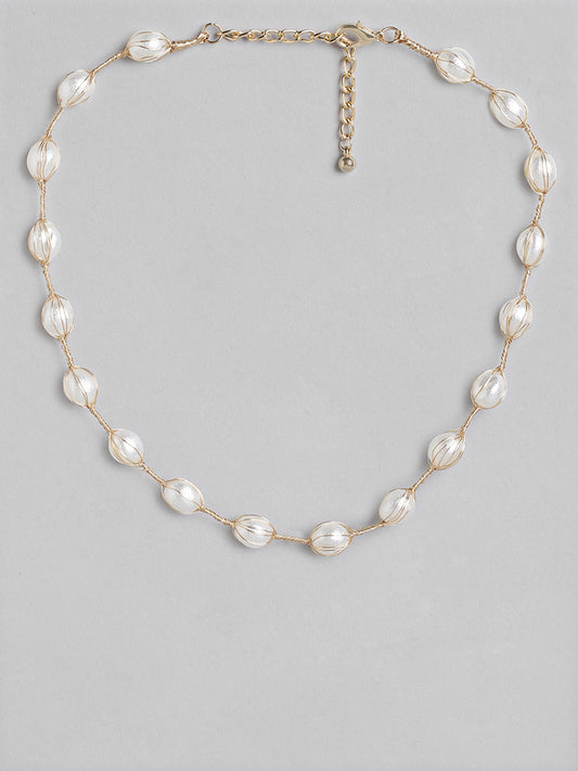 Blueberry gold plated pearl detailing necklace