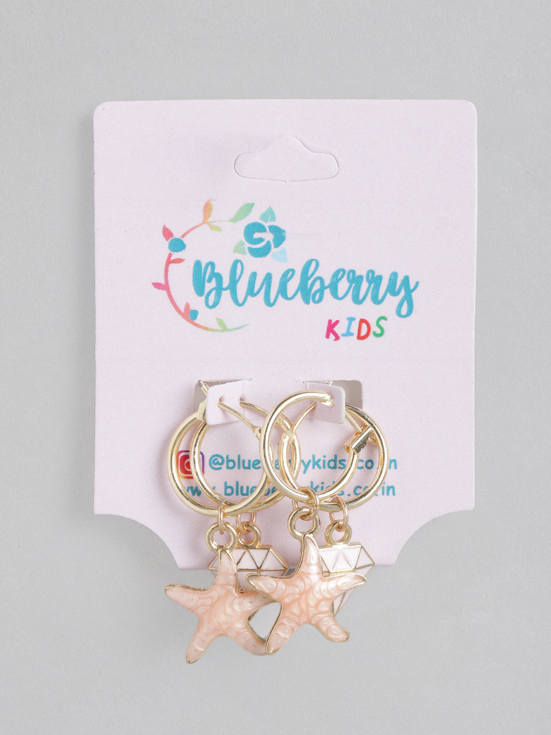 Blueberry KIDS combo gold plated diamond and star fish earring
