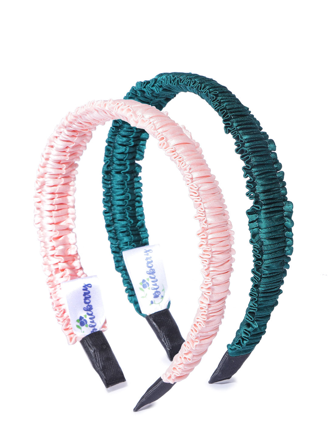 Blueberry KIDS set of 2 pleated green and peach hair band