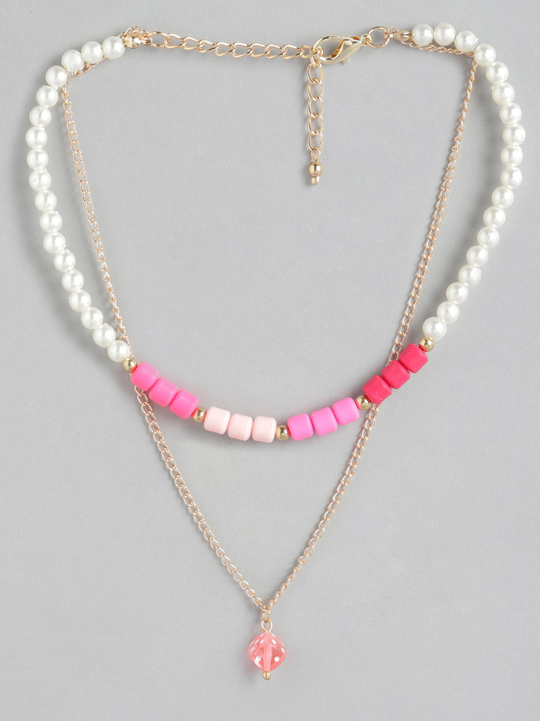 Blueberry KIDS Pink beads detailing gold plated Necklace
