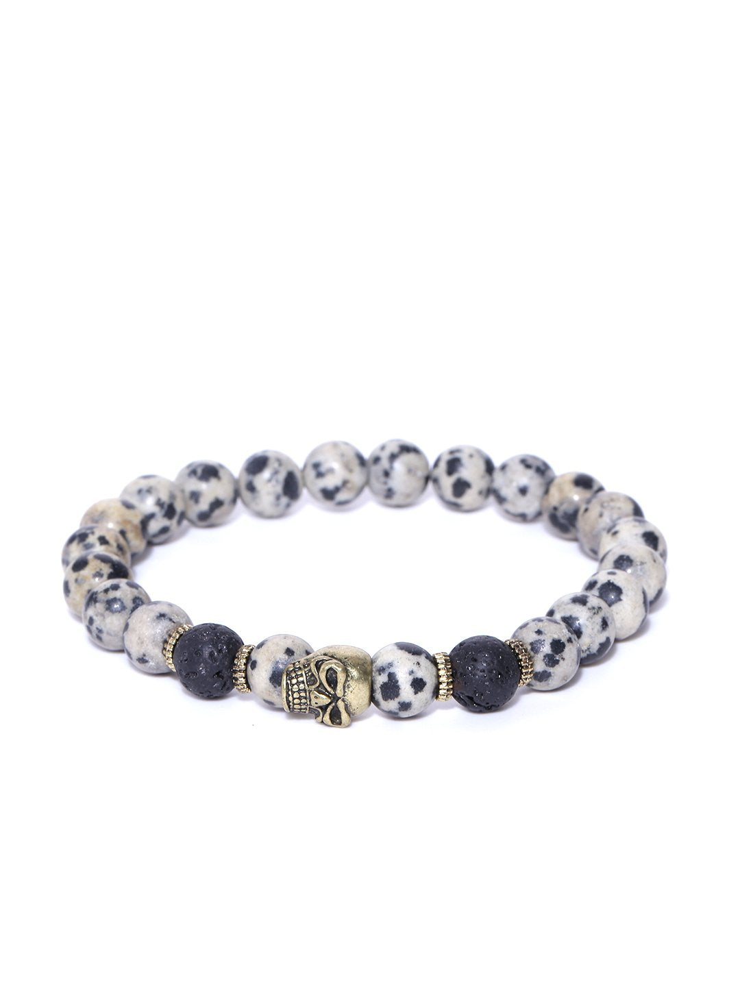Lazy panda off white and black semi precious natural beads bracelet