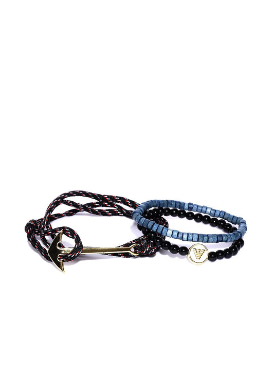 Lazy panda men set of 3 black and blue bracelets