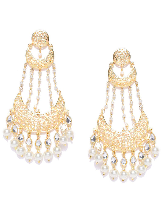 Blueberry gold plated handcrafted pearl drop earrings