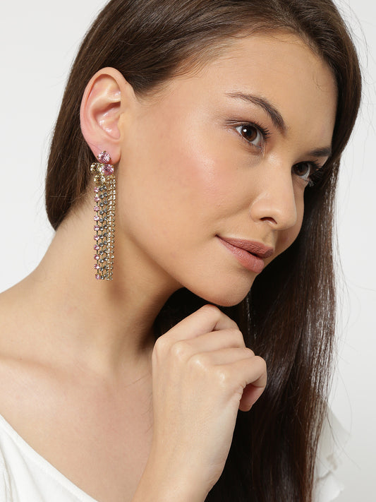 Set of 2 stone studded drop earrings