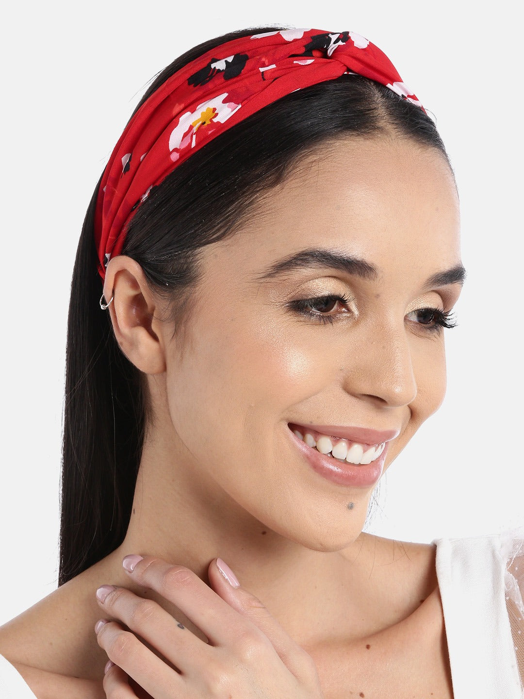 Blueberry multi floral printed red hairband