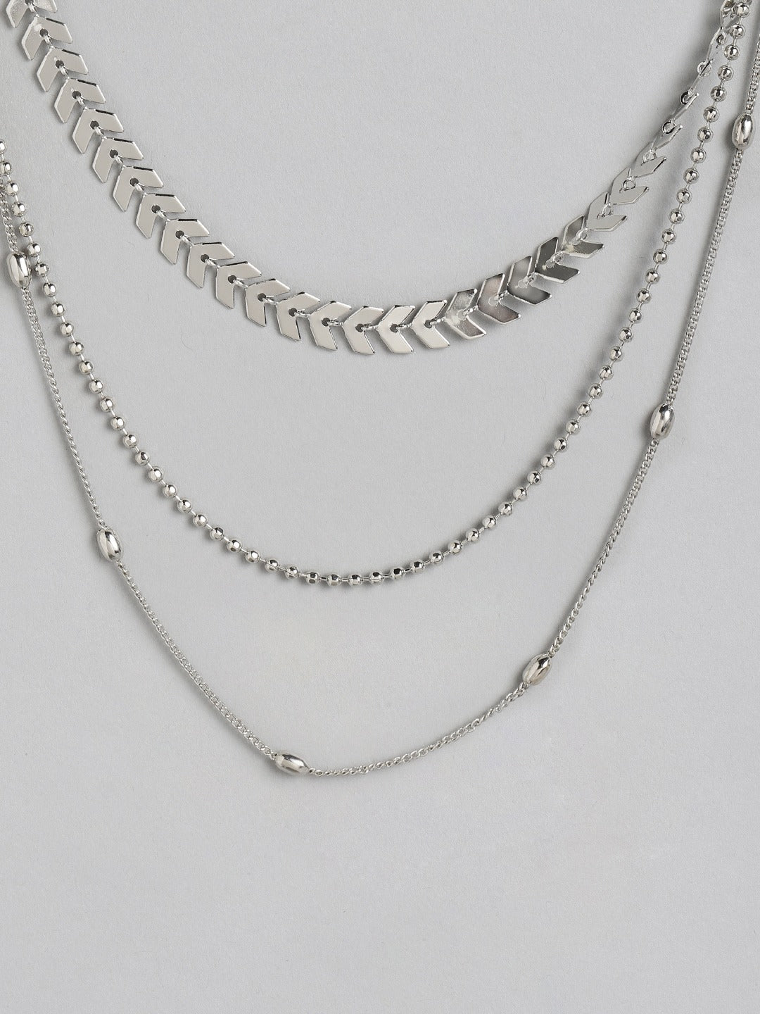 Blueberry silver plated layered chain necklace
