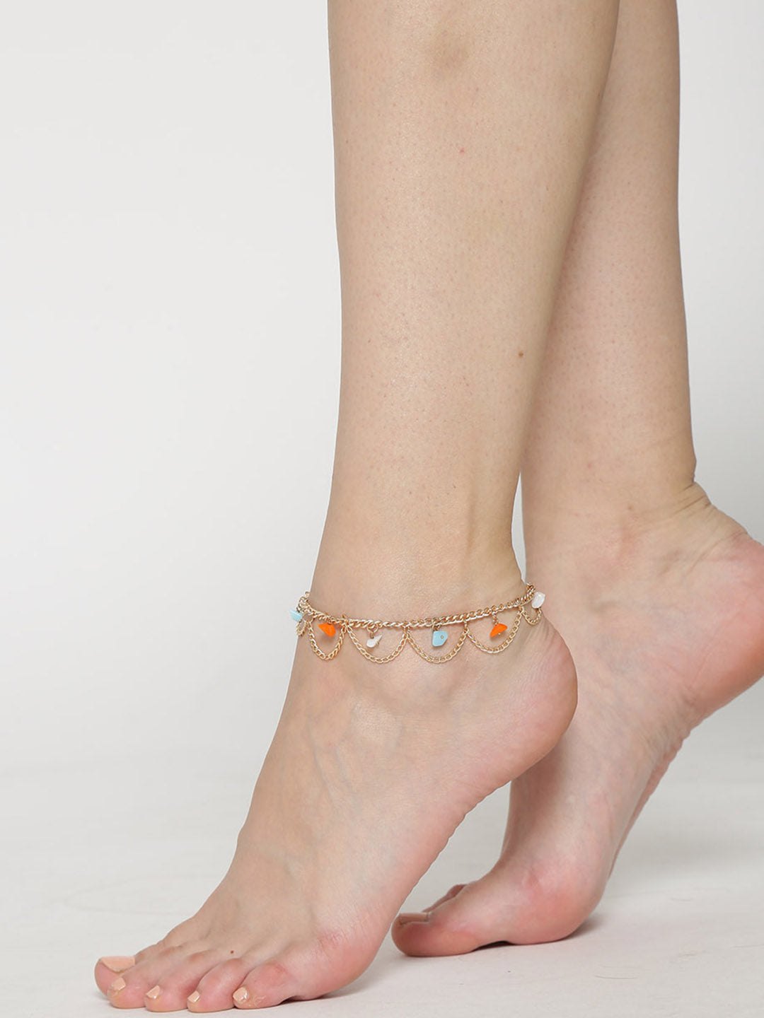 Gold toned beaded anklets